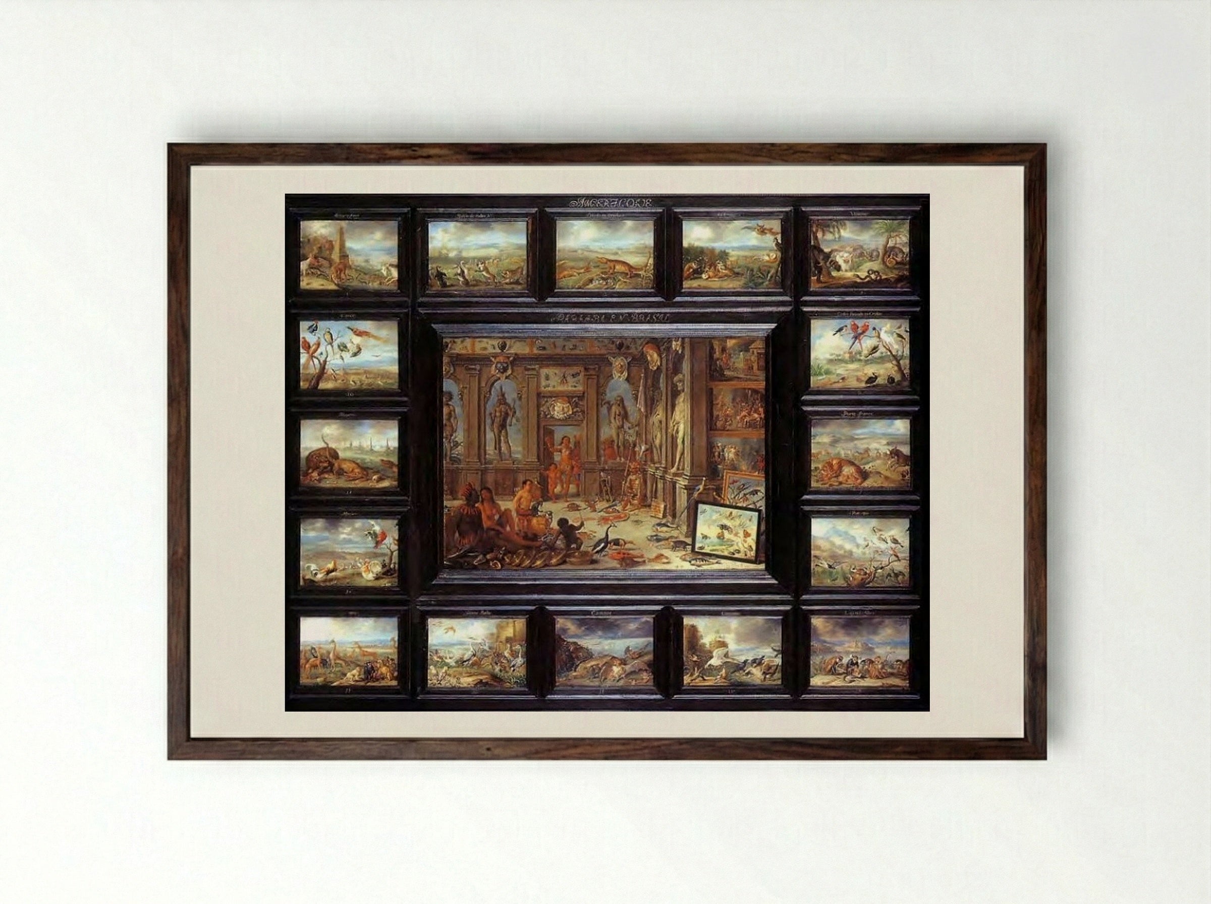 America - Jan van Kessel the Elder - Framed Print Dark Wood