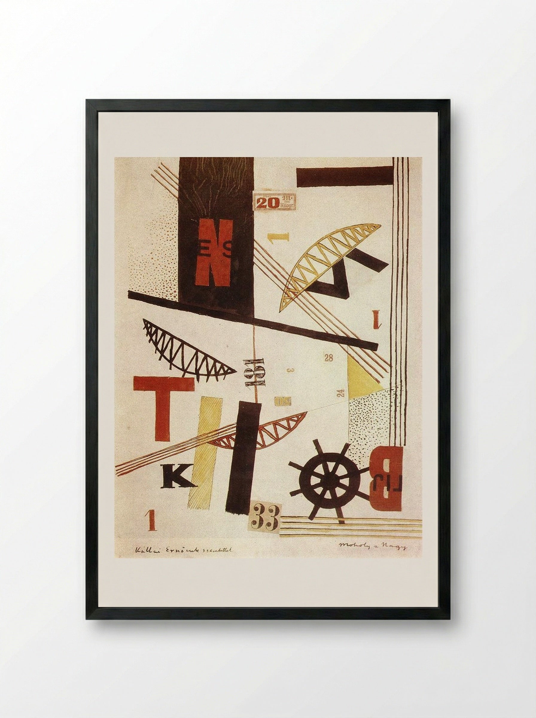 Hídak (Bridges) - László Moholy-Nagy - Framed Print Black