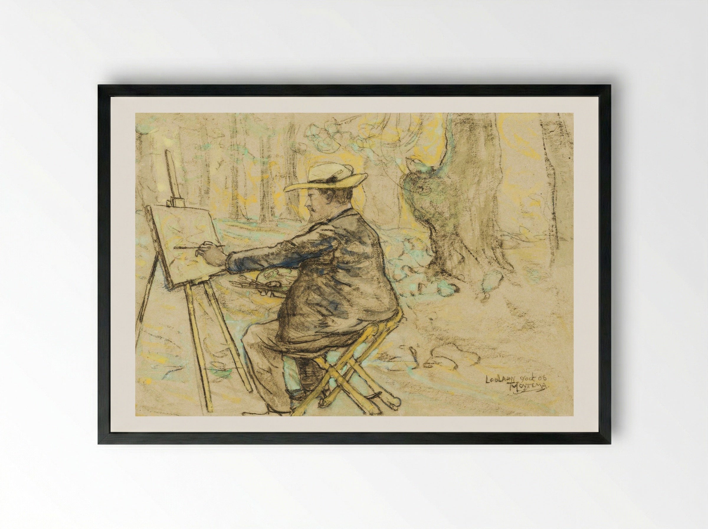 Portret van Henricus, schilderend in de Loolaan te Den Haag - Theodorus van Hoytema - Framed Print Black