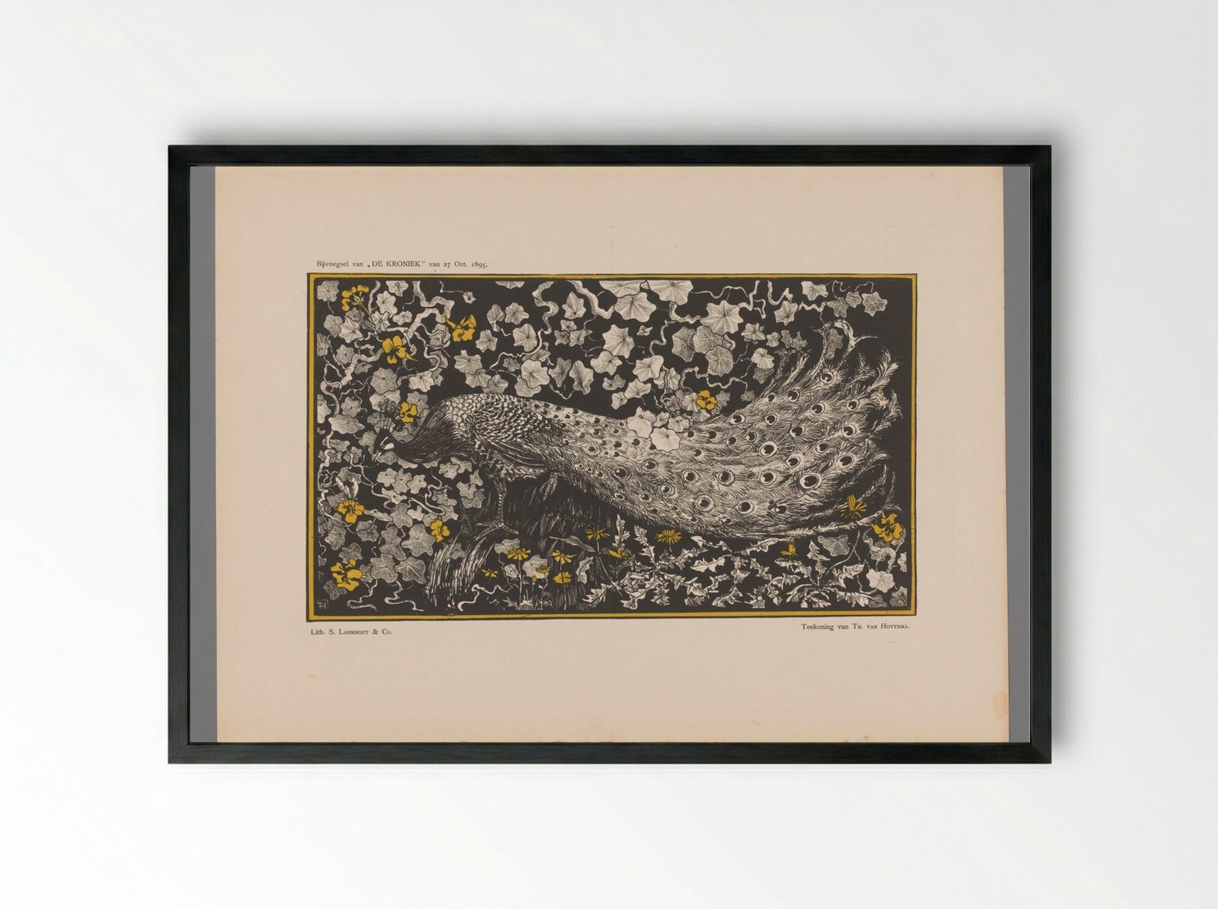 Pauw (Peacock Design) - Theo van Hoytema - Framed Print Black