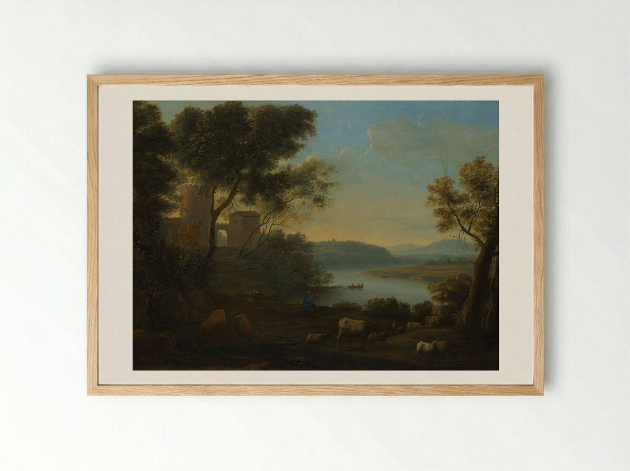Pastoral Landscape, The Roman Campagna - Claude Lorrain - Framed Print Wood