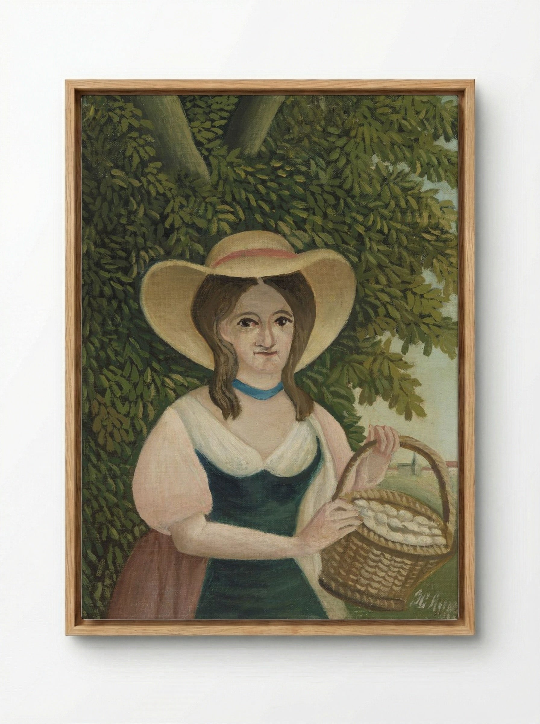 Woman with Basket of Eggs (La Femme au panier d'œufs) - Henri Rousseau - Framed Canvas Wood