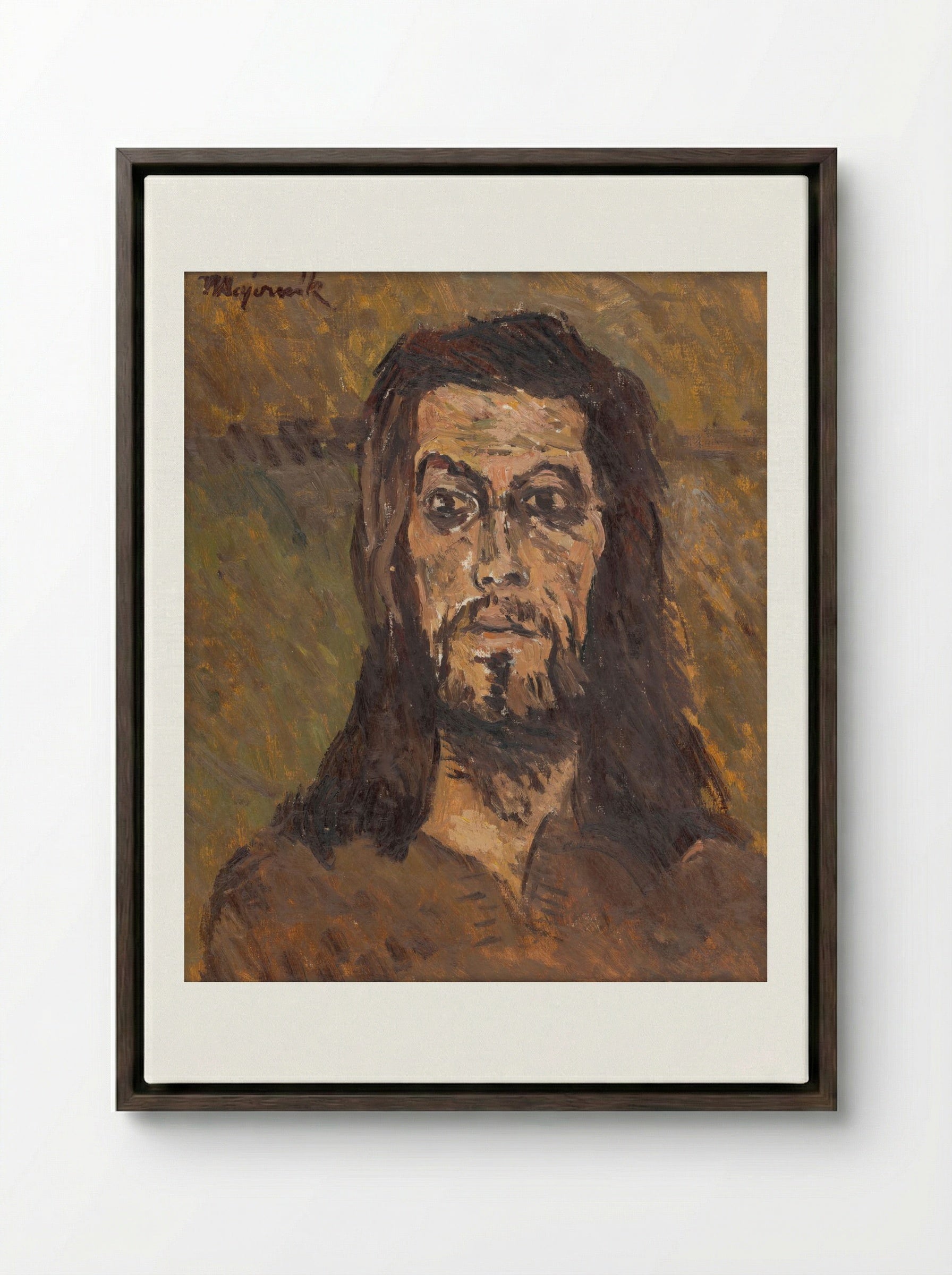 The Head of Saint John the Baptist - Cyprián Majerník - Framed Canvas Dark Wood