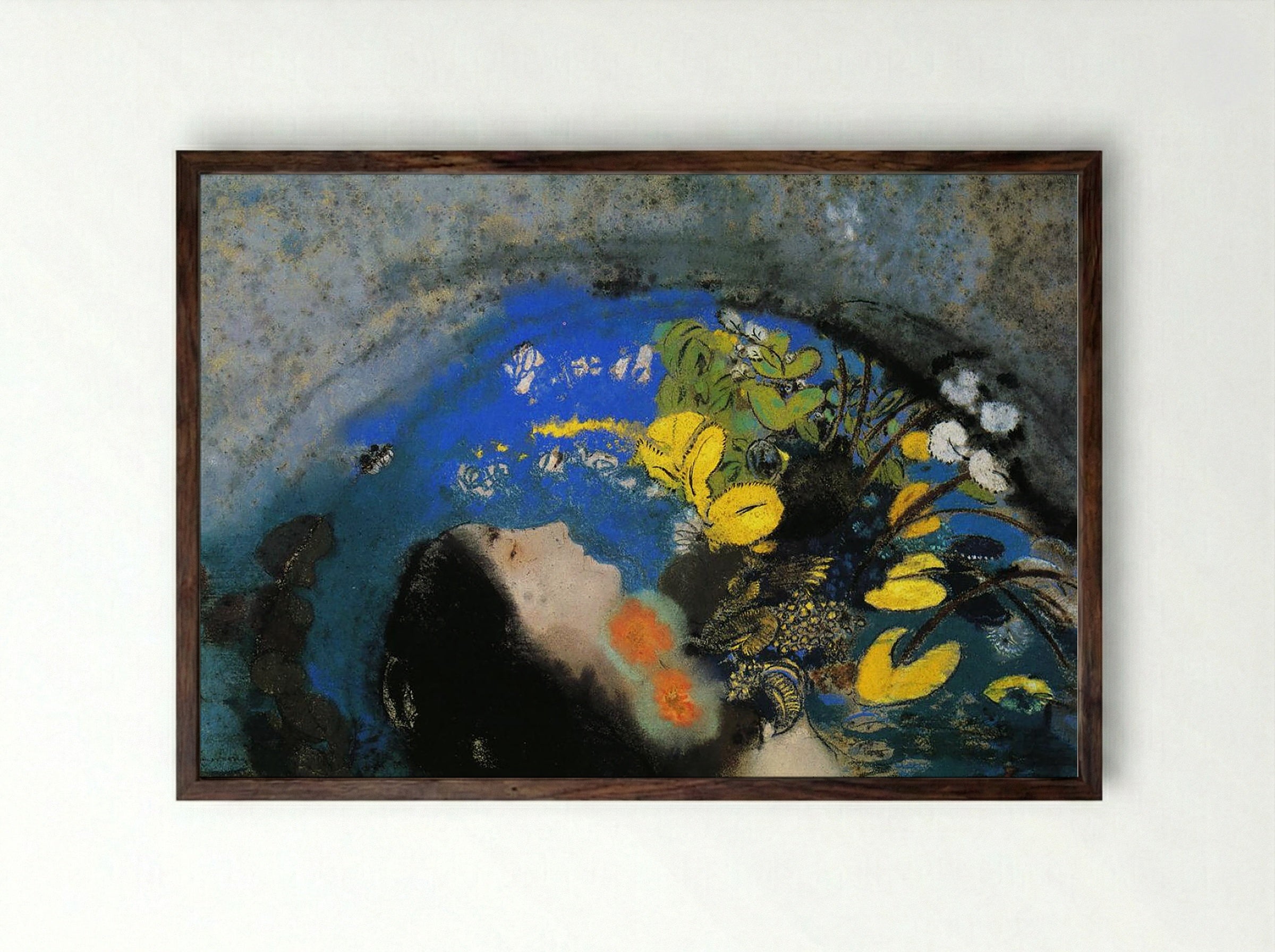 Ophelia - Odilon Redon - Framed Print Dark Wood