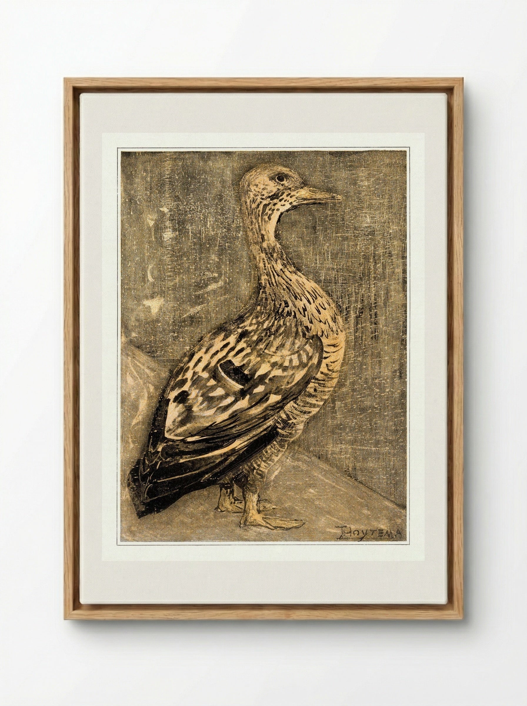 Standing Duck - Theo van Hoytema - Framed Canvas Wood