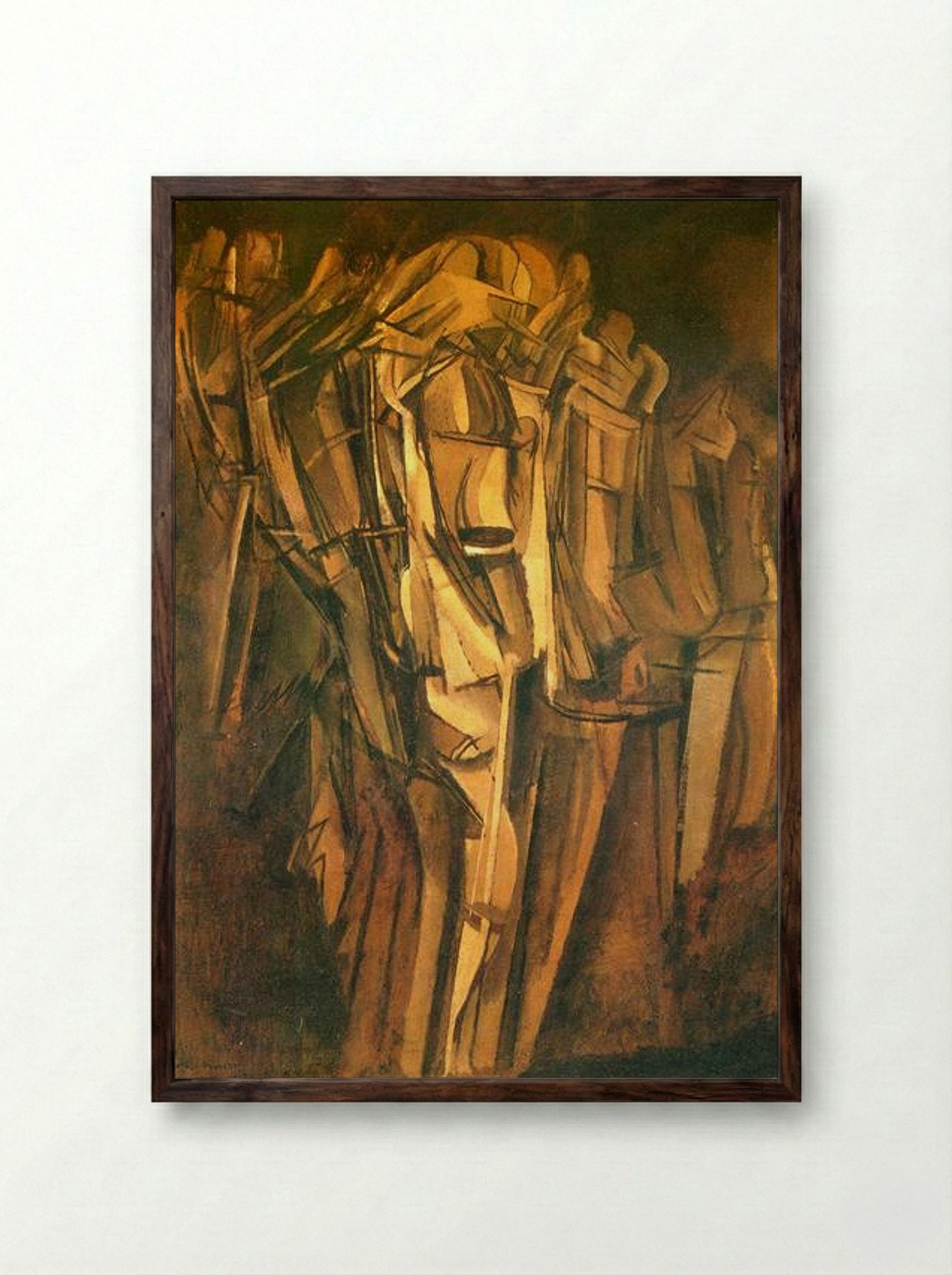 Sad Young Man in a Train - Marcel Duchamp - Framed Print Dark Wood
