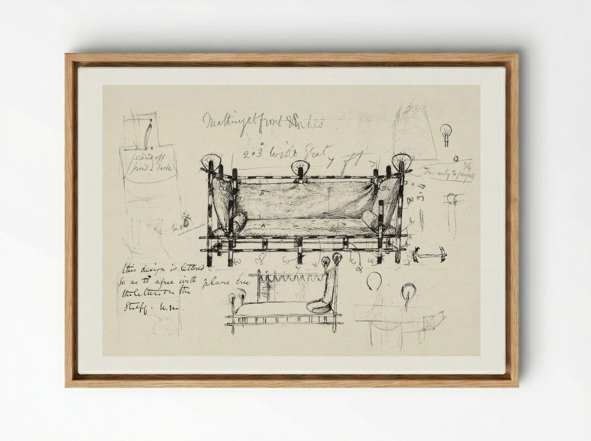 Two Designs for a Sofa - William Morris - Framed Canvas Wood