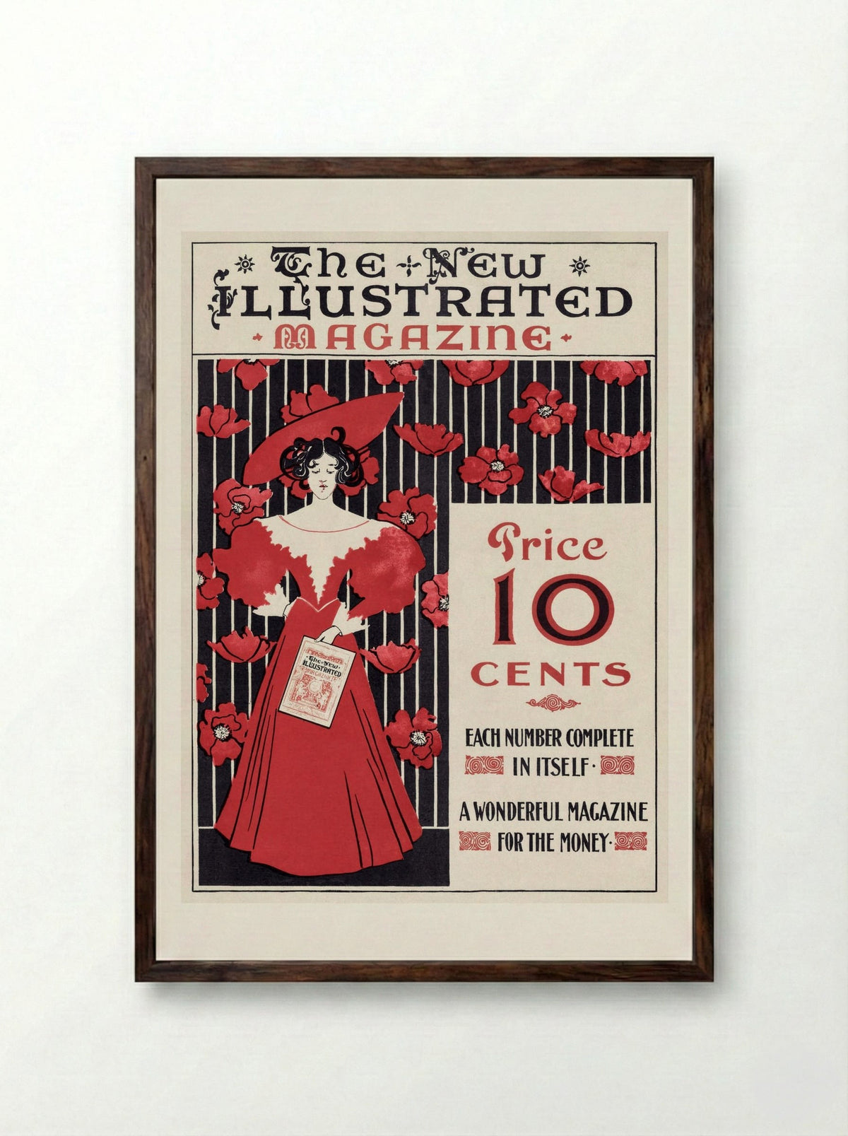 The New Illustrated Magazine (Cover Design) - Ethel Reed - Framed Print Dark Wood