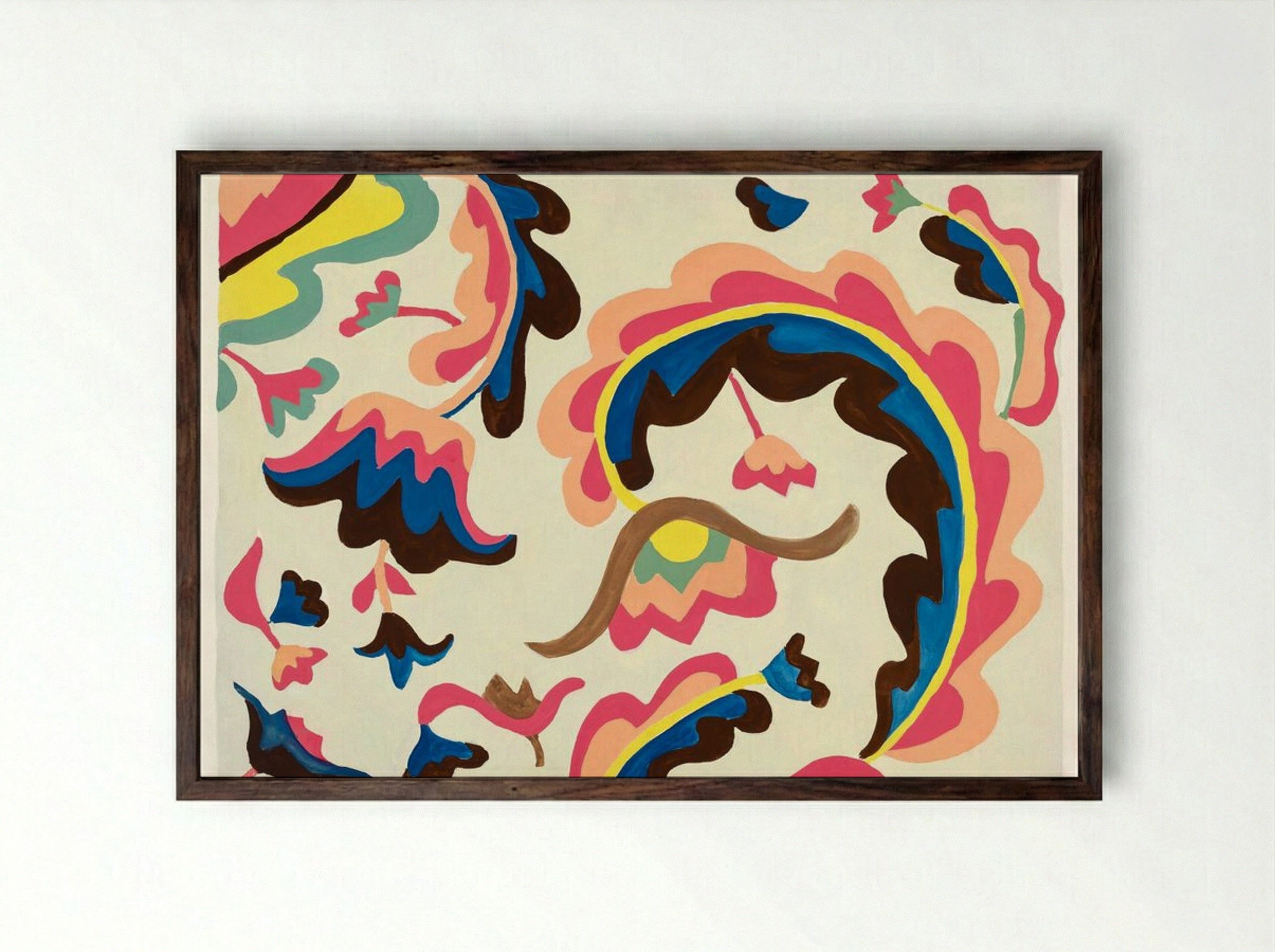 Design for Bedspread - Elizabeth 'Betty' Boyd - Framed Print Dark Wood