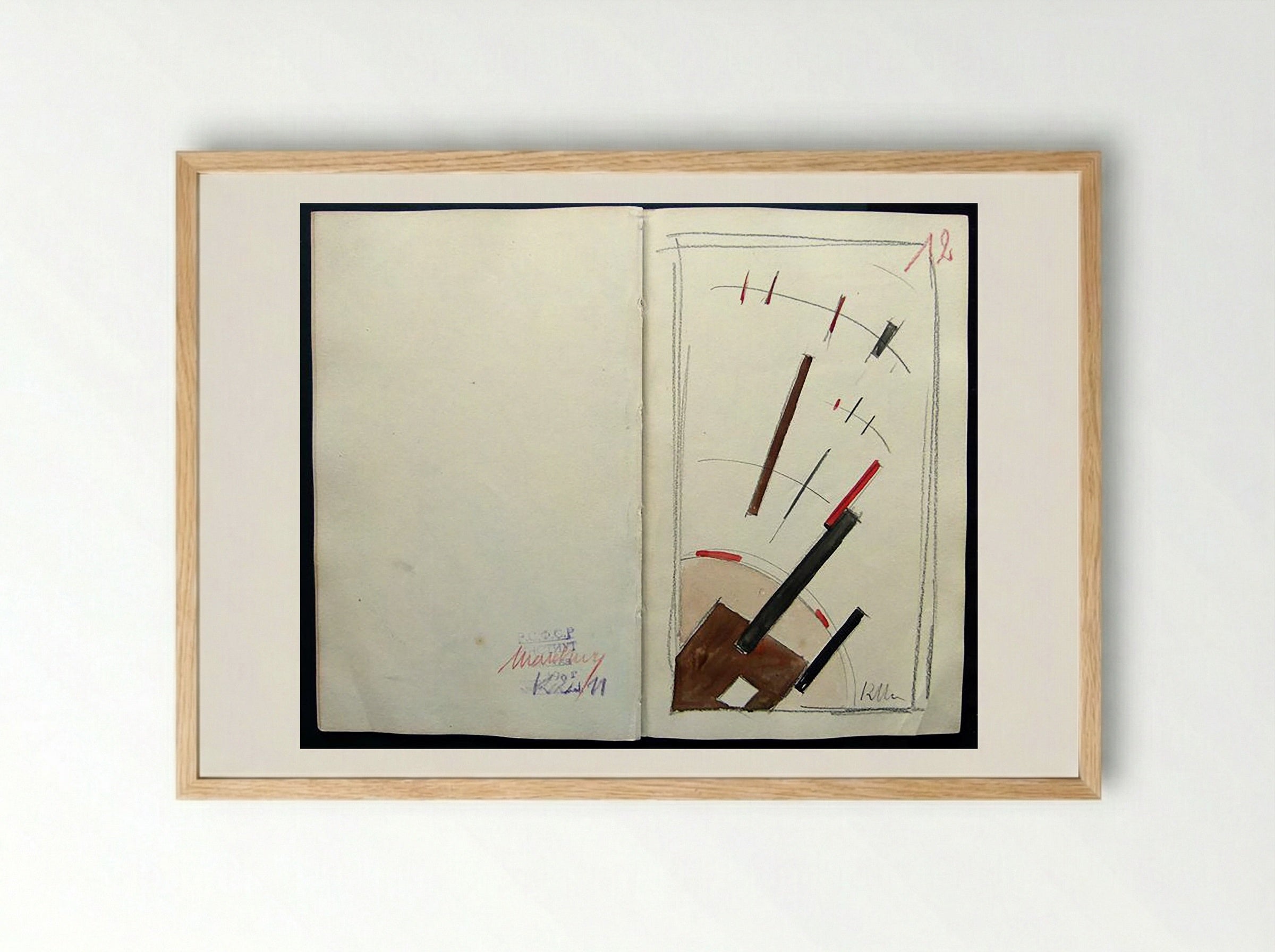 Suprematist Composition (Sketchbook Page) - Ivan Kliun - Framed Print Wood