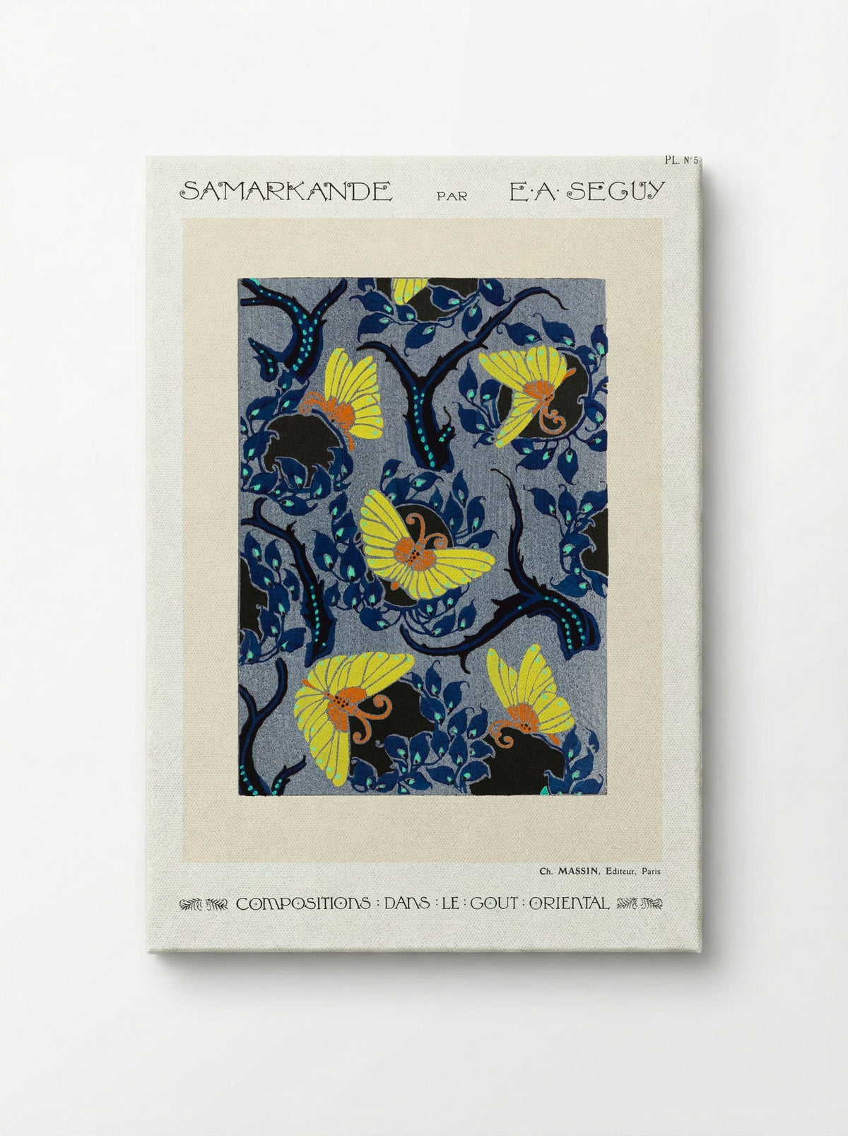 Samarkande, Plate No. 5 (Butterflies and Branches) - E. A. Séguy - Canvas