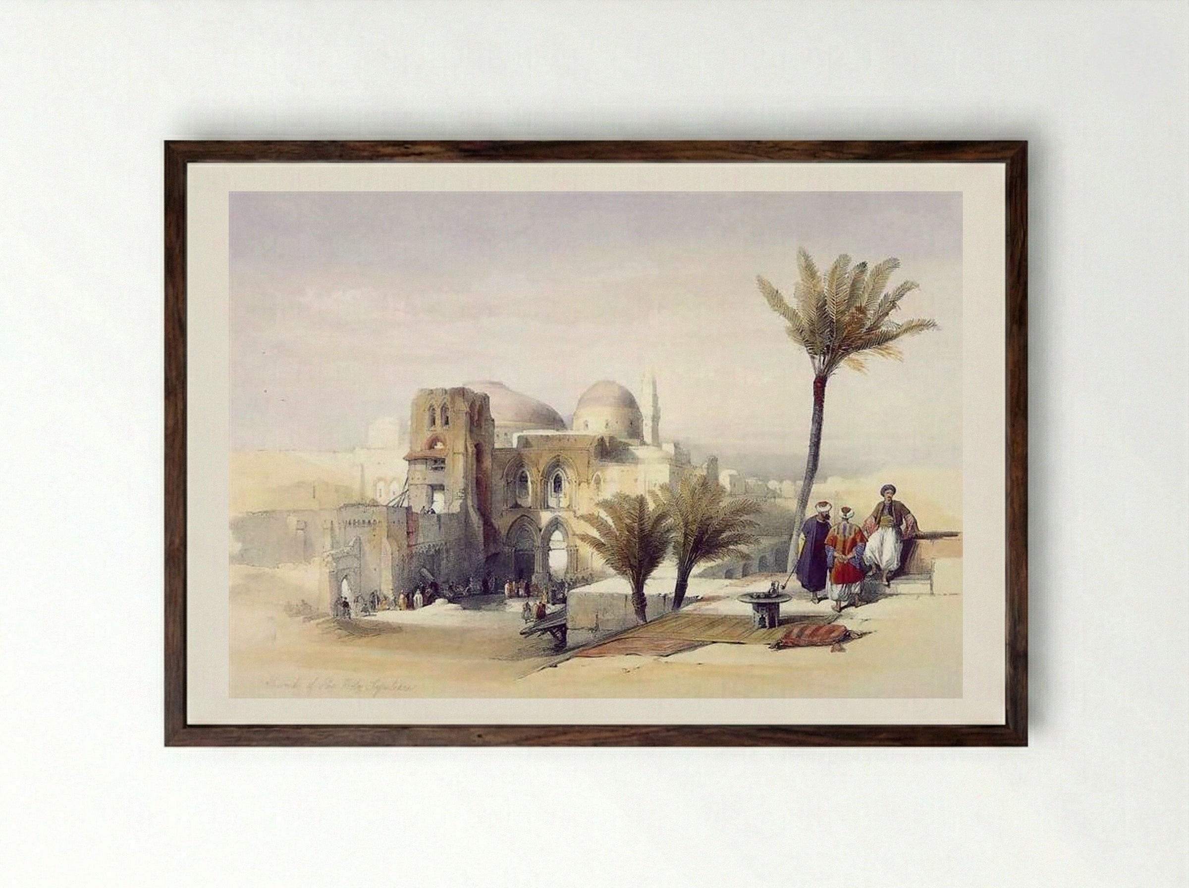 Church of the Holy Sepulchre, Jerusalem - David Roberts - Framed Print Dark Wood