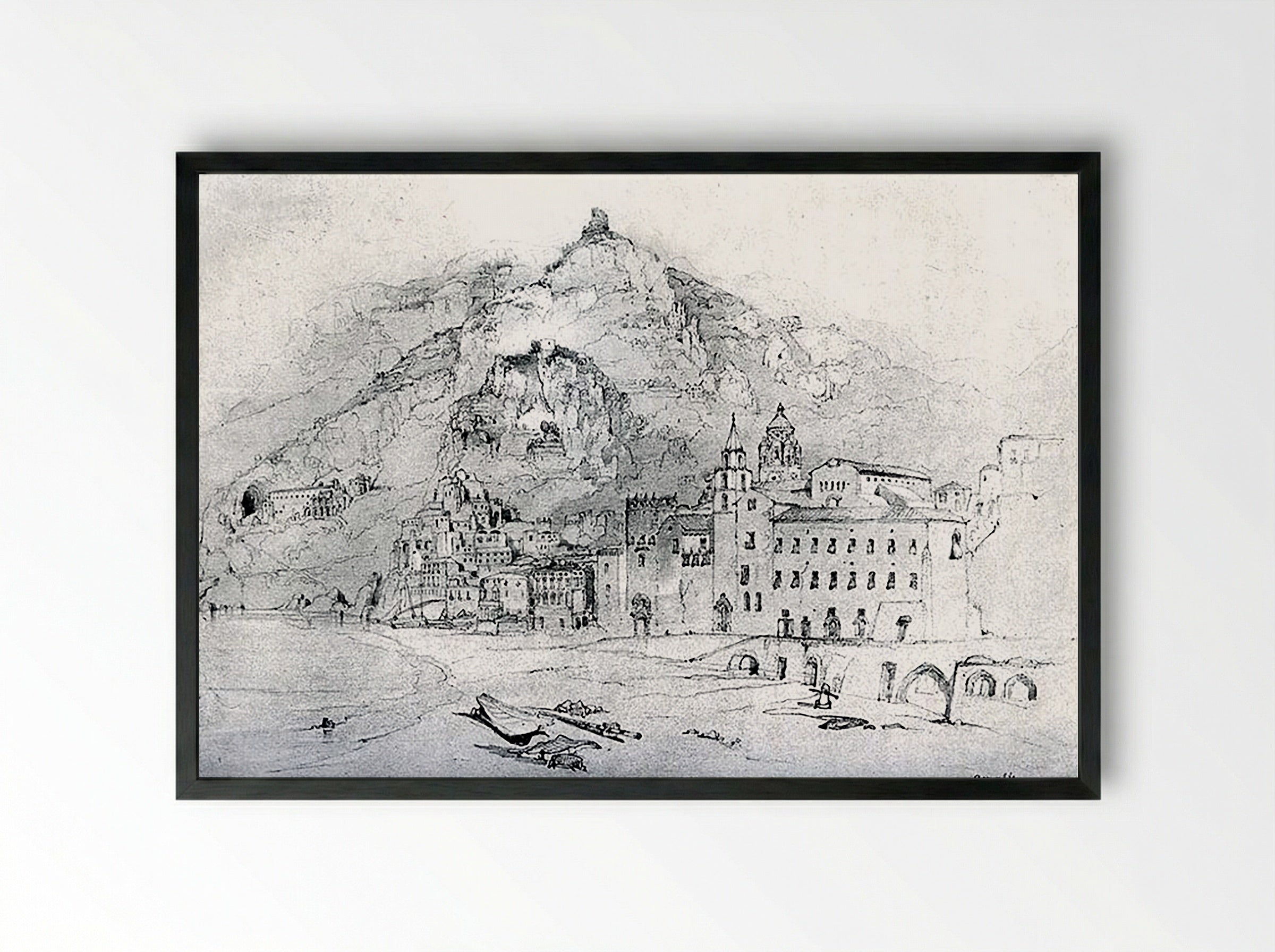 Amalfi - John Ruskin - Framed Print Black