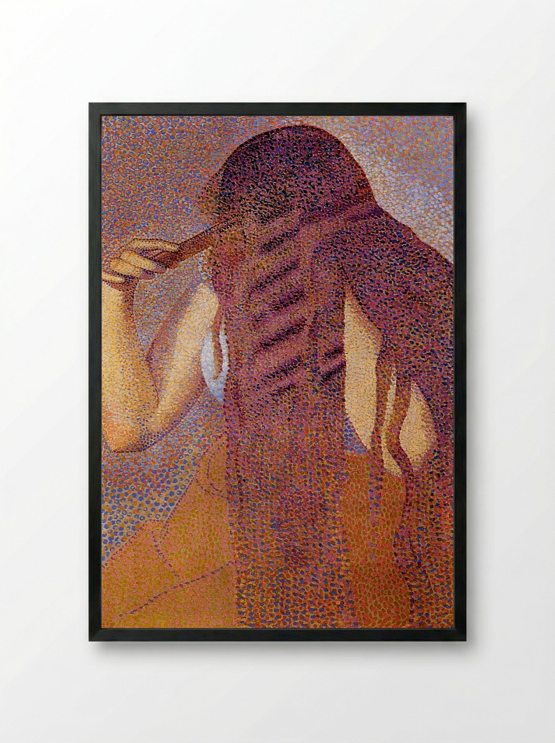 La Coiffure (The Hair) - Georges Seurat - Framed Print Black