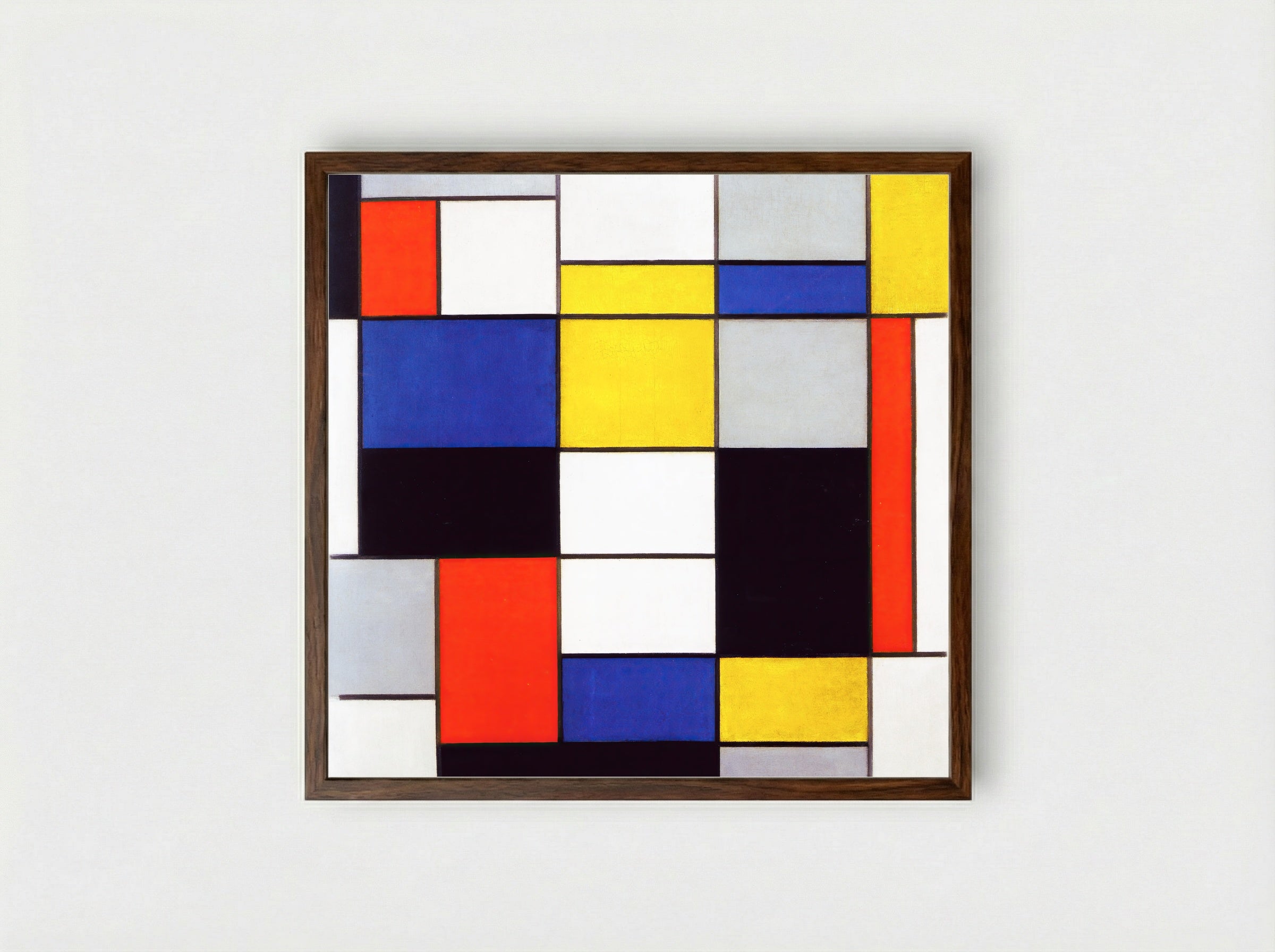 Composition A - Piet Mondrian - Framed Print Dark Wood