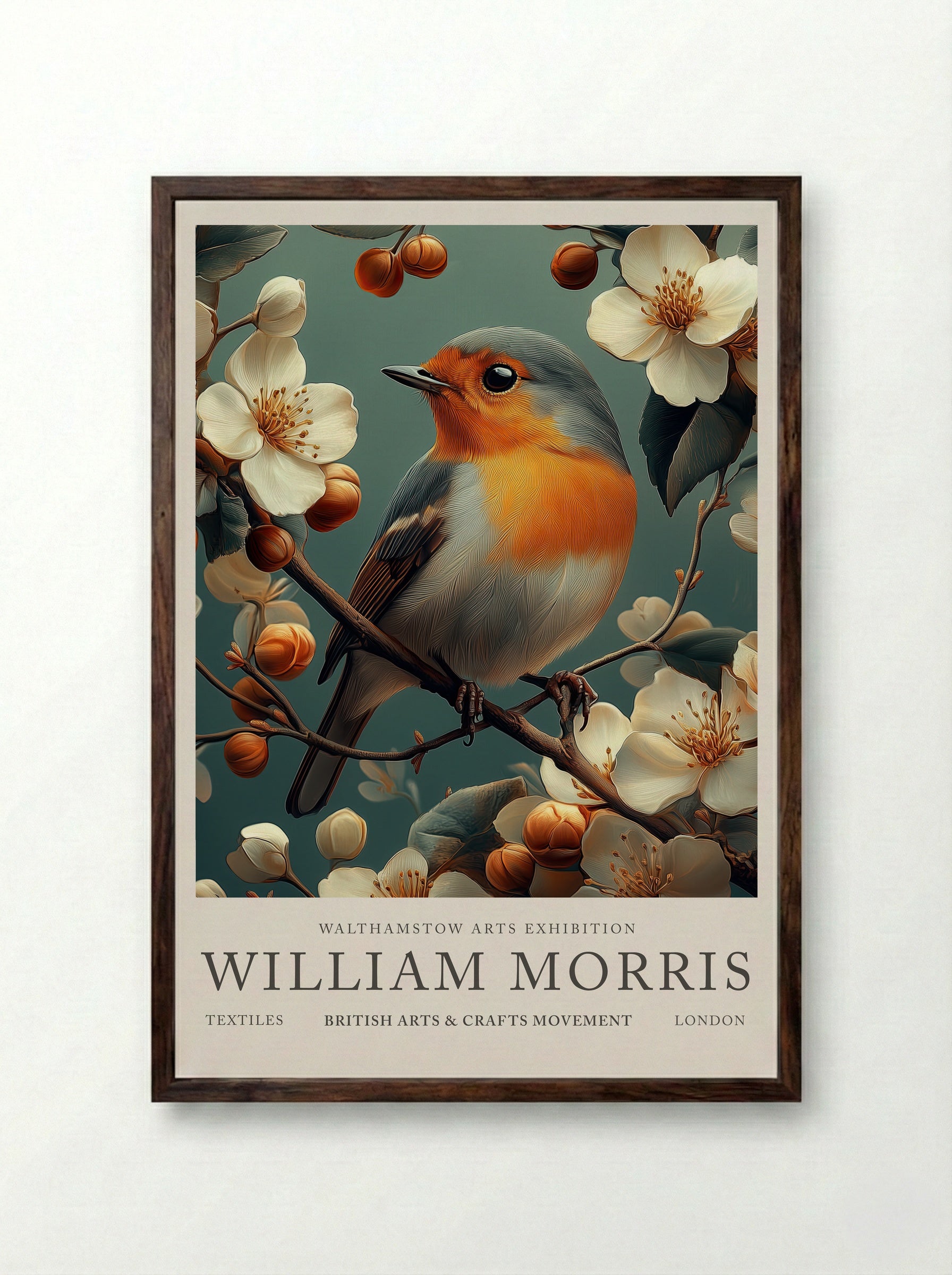 Robin Radiance - William Morris - Framed Print Dark Wood
