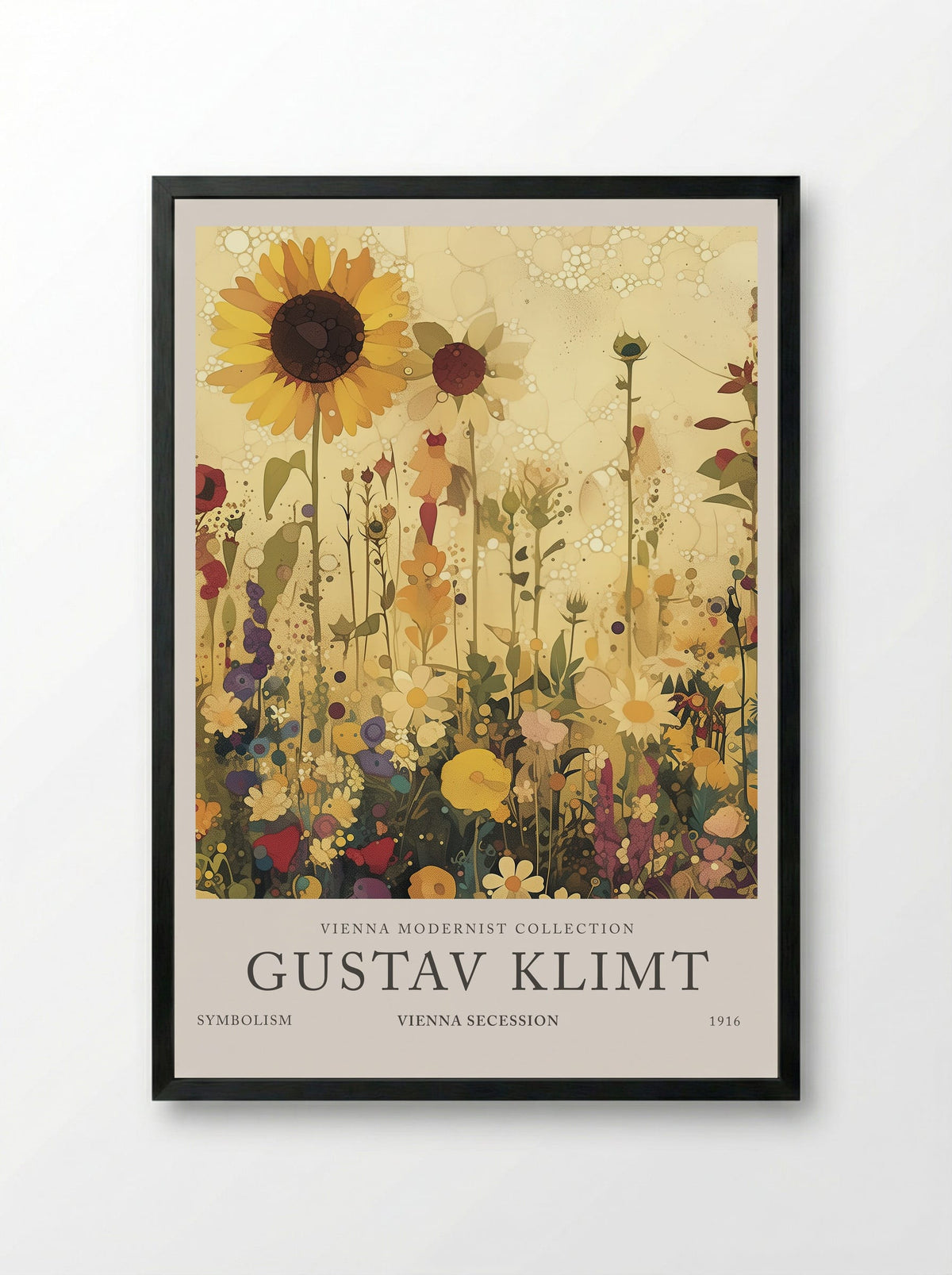 Sunflower Reverie - Gustav Klimt - Framed Print Black
