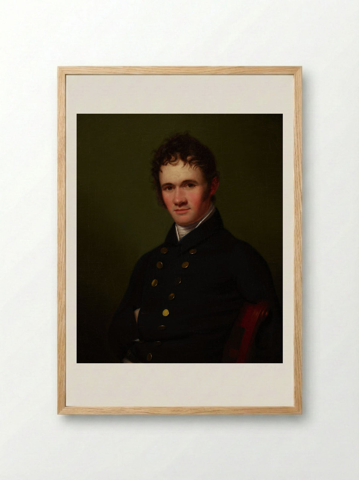 Portrait of a Man, Waist-Length, Seated - Fine Art Print - Framed Print Wood