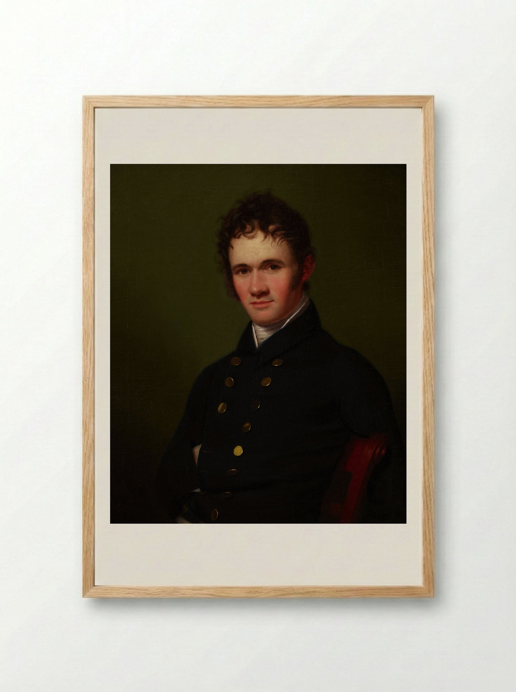 Portrait of a Man, Waist-Length, Seated - Fine Art Print - Framed Print Wood