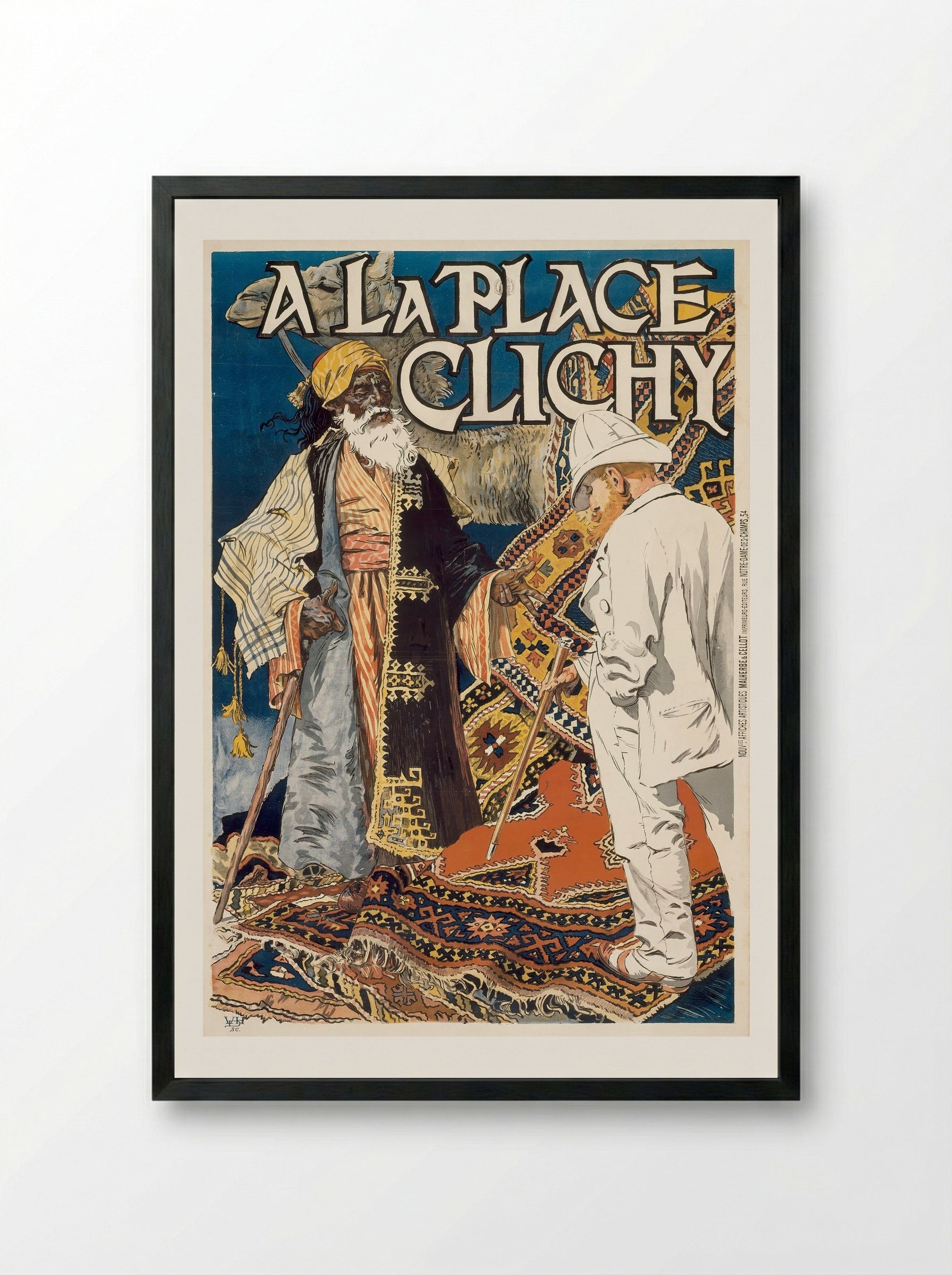 A la Place Clichy - Eugène Samuel Grasset - Framed Print Black