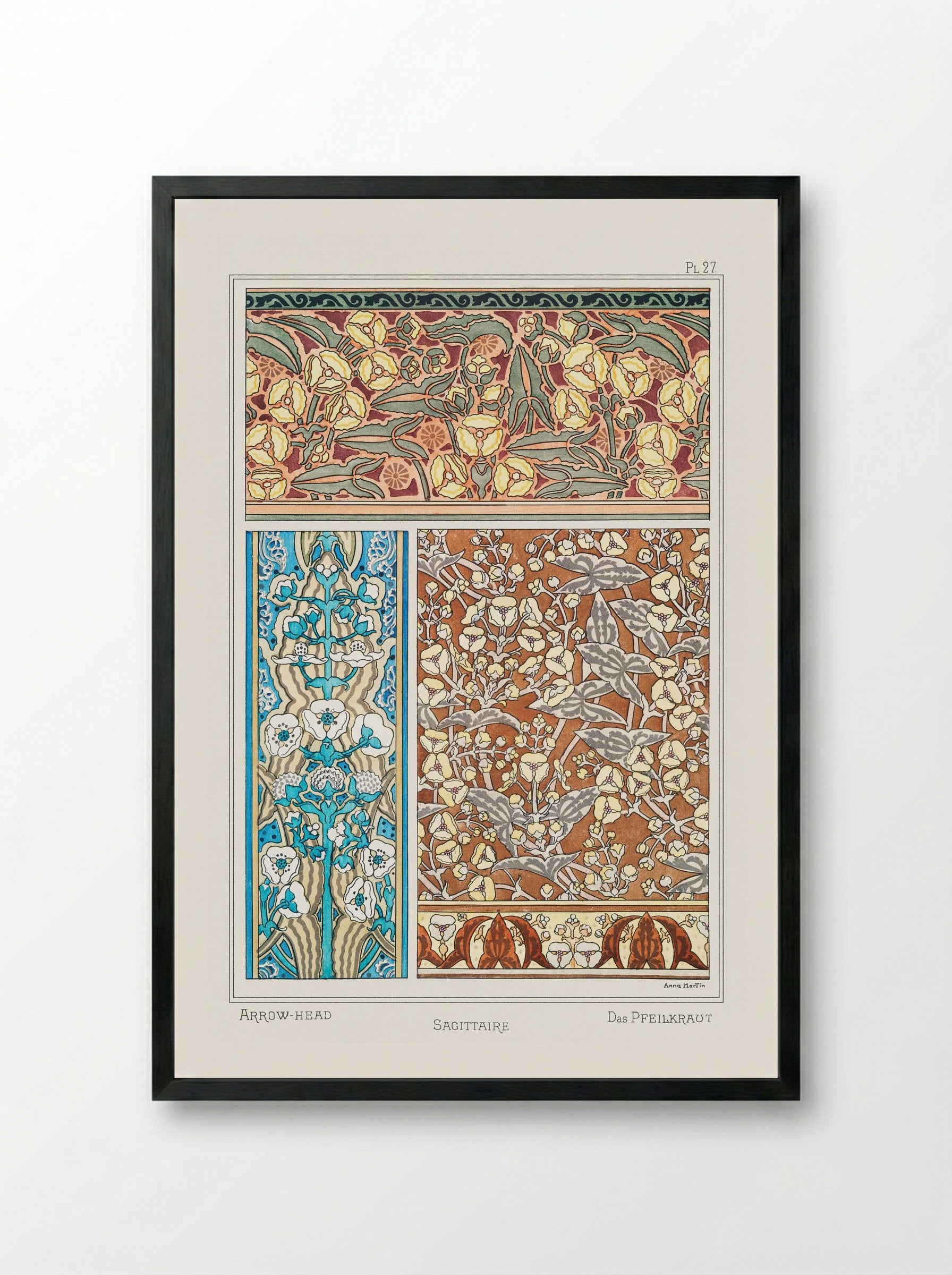 Sagittaire (Arrowhead) from La Plante et ses Applications ornementales - Maurice Pillard Verneuil - Framed Print Black