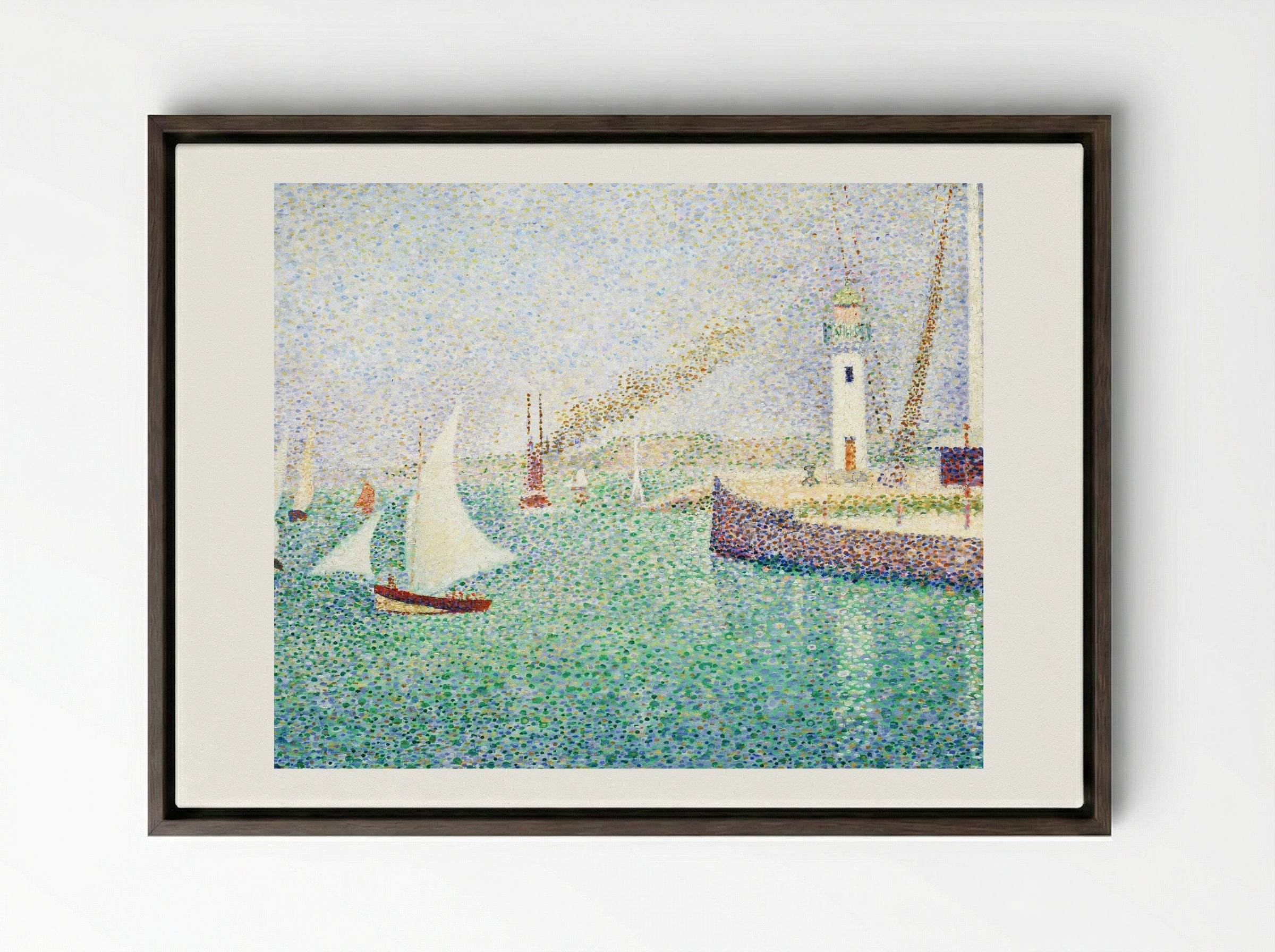 Entrance of The Port of Honfleur - Georges Seurat - Framed Canvas Dark Wood