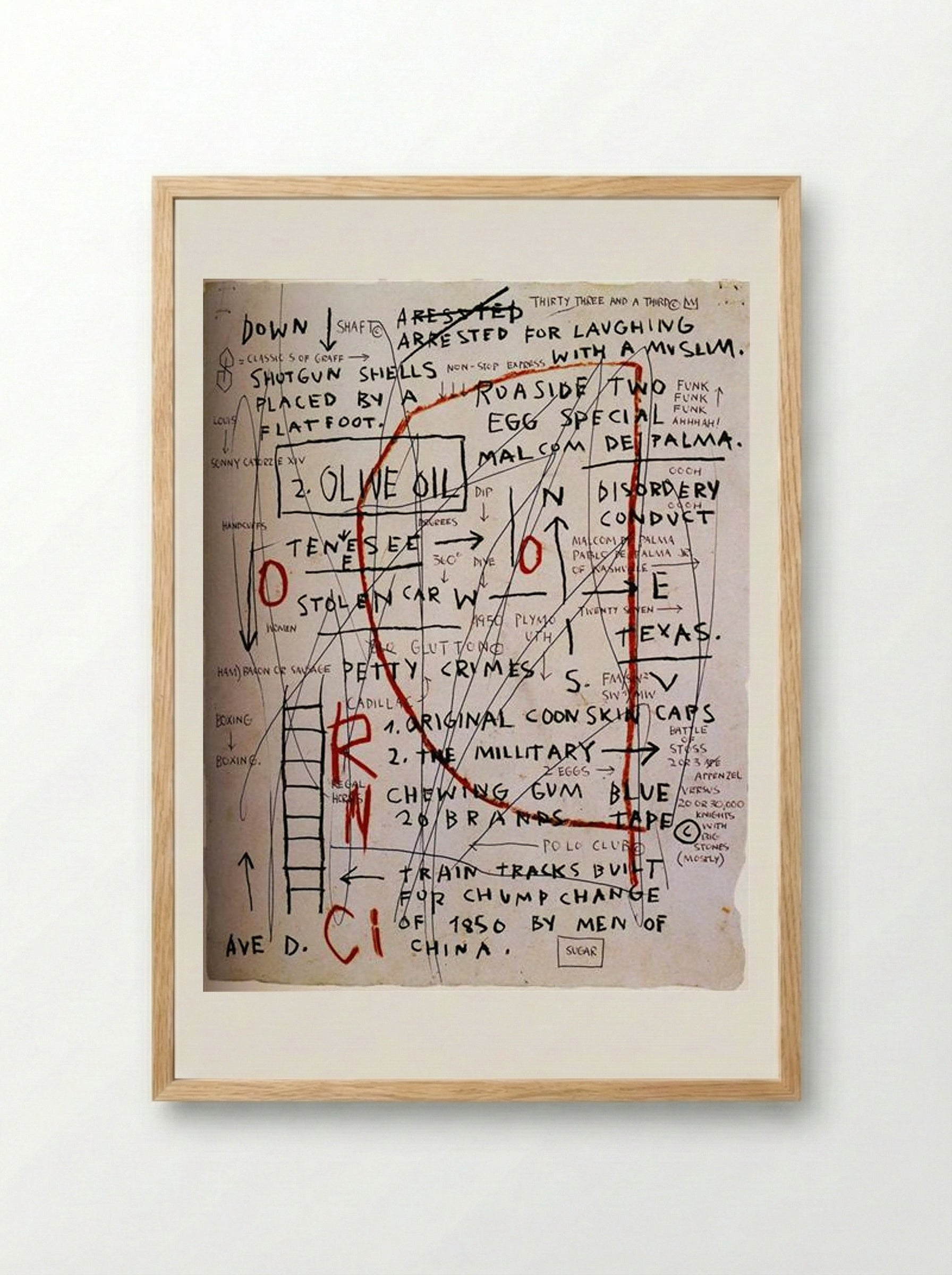 Olive Oil - Jean-Michel Basquiat - Framed Print Wood
