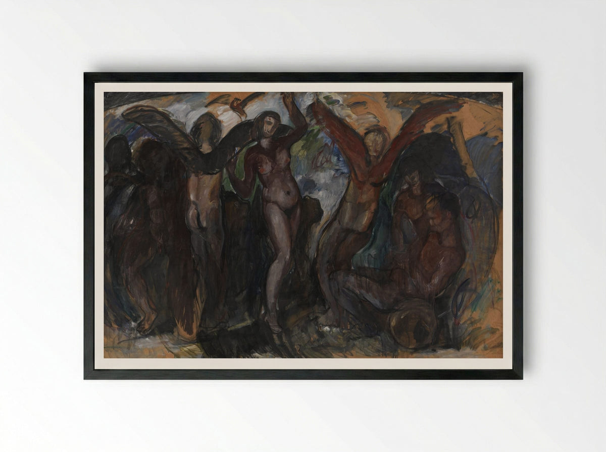 Figure Composition with Back Edges - Jens Adolf Jerichau - Framed Print Black