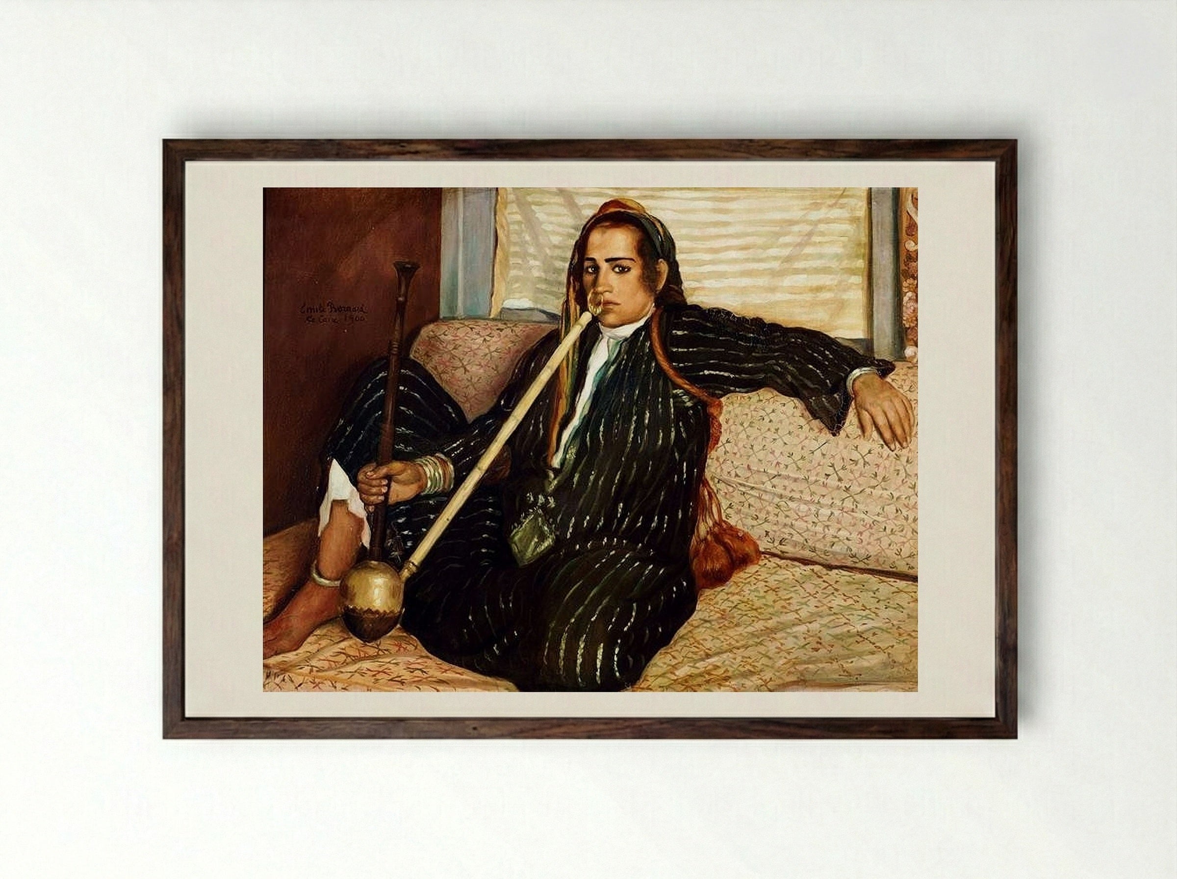 The Smoking Hashish - Émile Bernard - Framed Print Dark Wood
