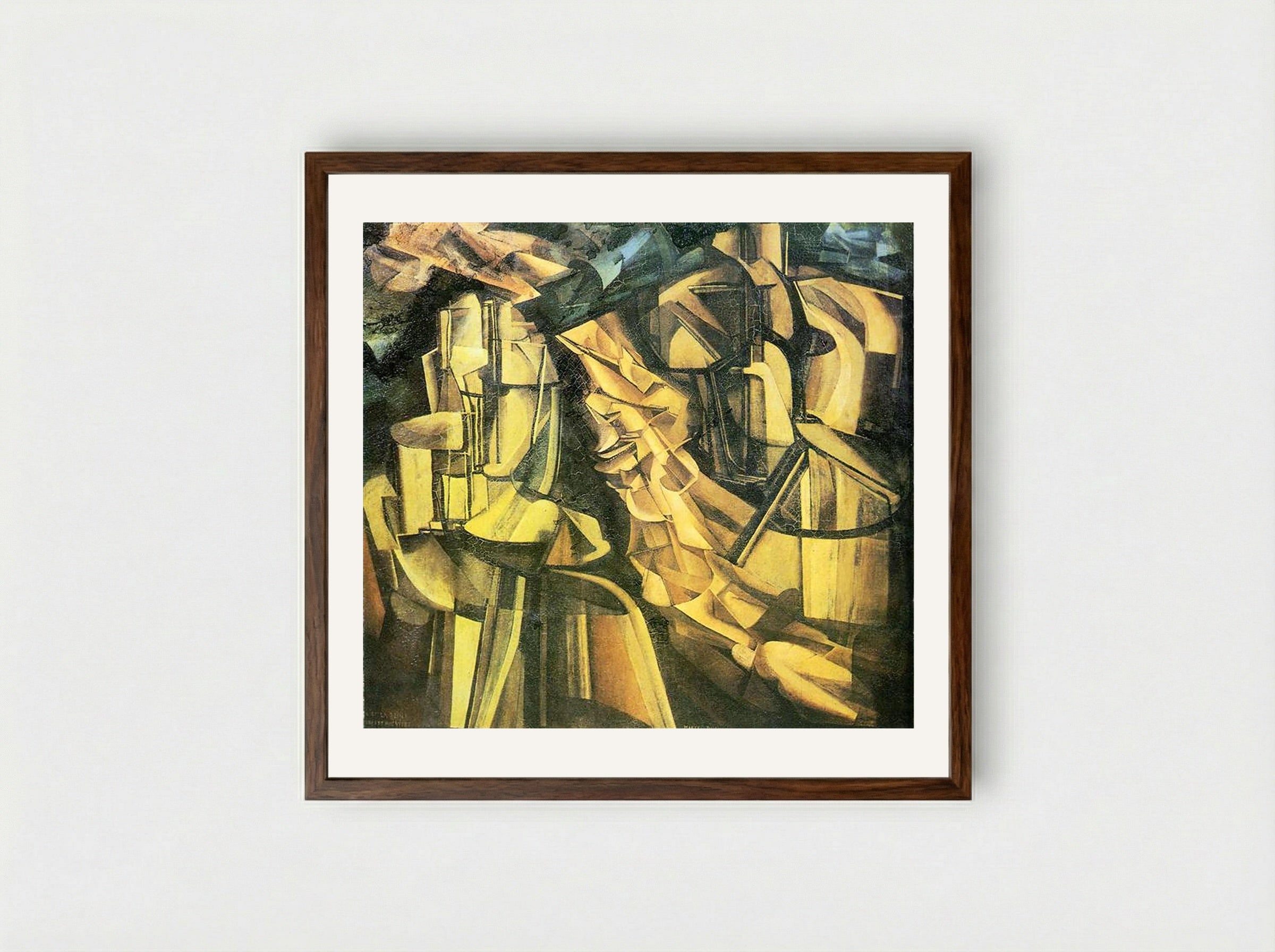 King and Queen Surrounded by Swift Nudes - Marcel Duchamp - Framed Print Dark Wood