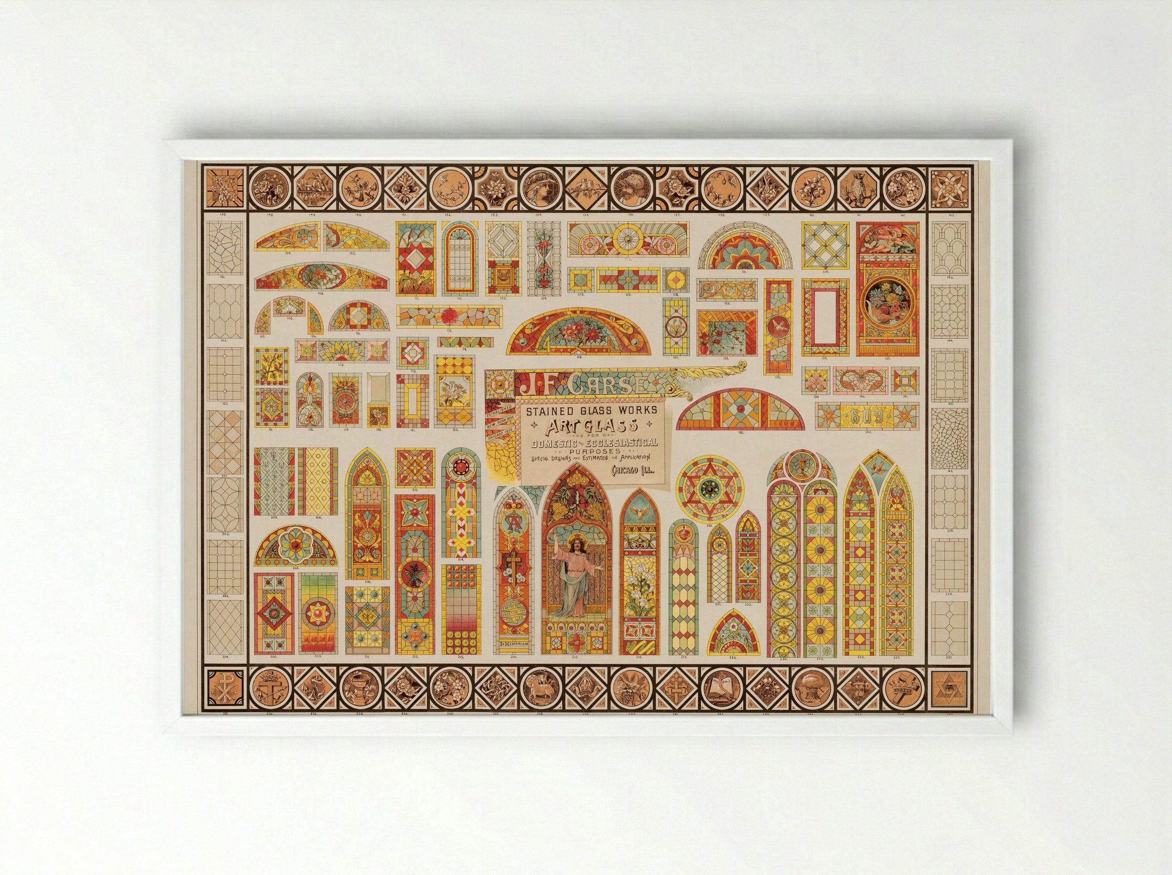 Stained Glass Works for Domestic and Ecclesiastical Purposes - J.F. Carse - Framed Print White