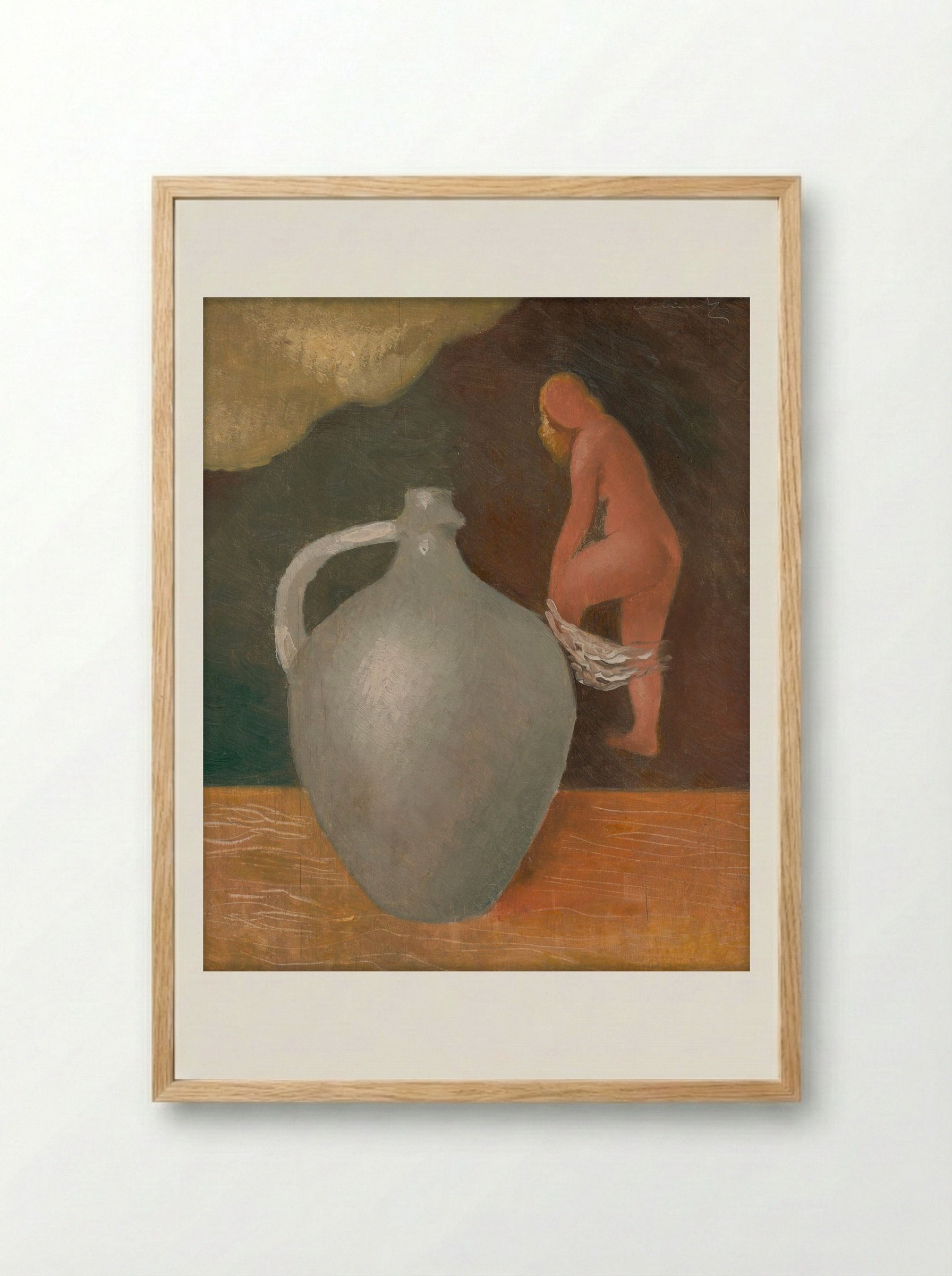 Woman with Jar - Mikuláš Galanda - Framed Print Wood