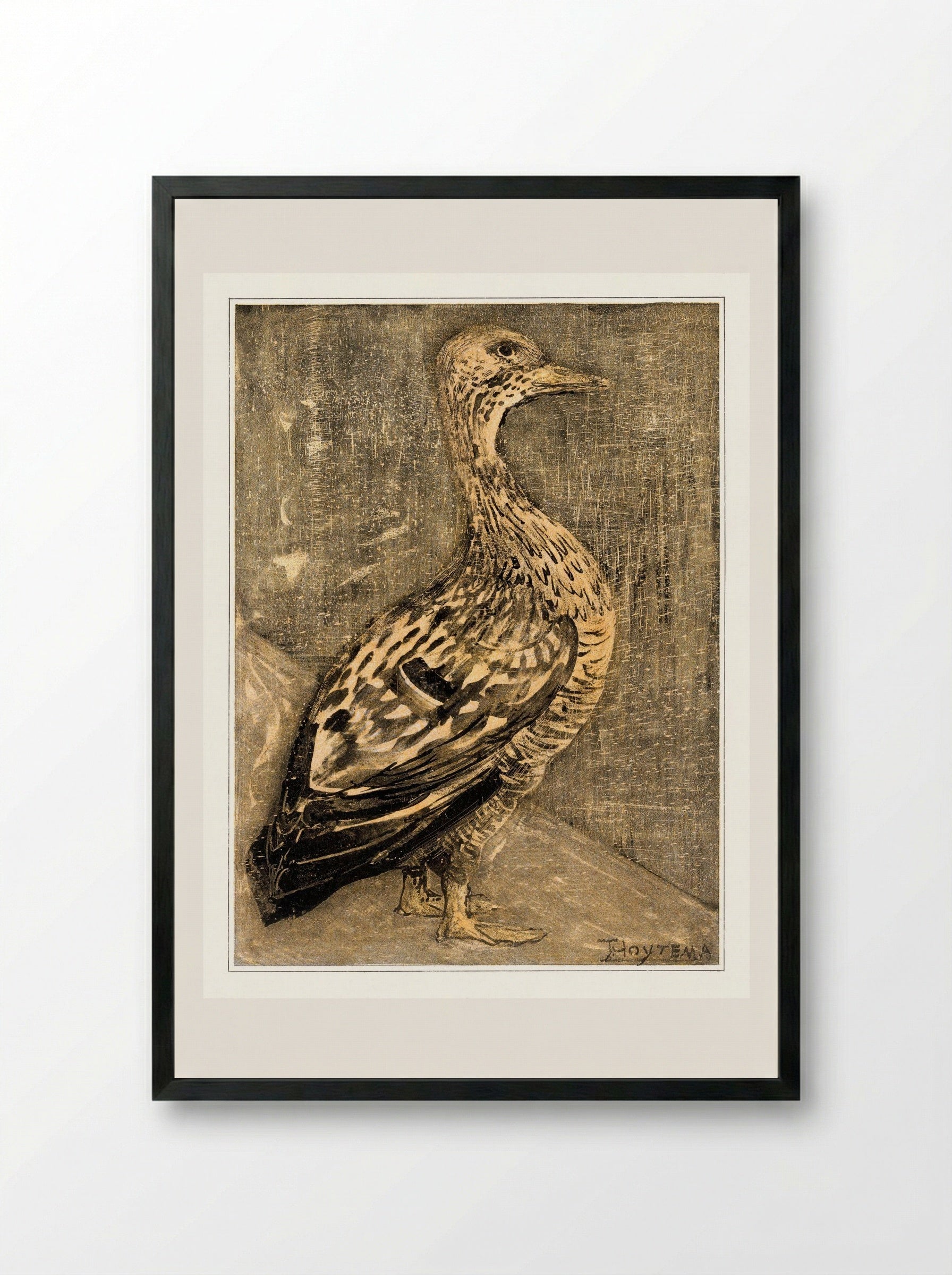 Standing Duck - Theo van Hoytema - Framed Print Black