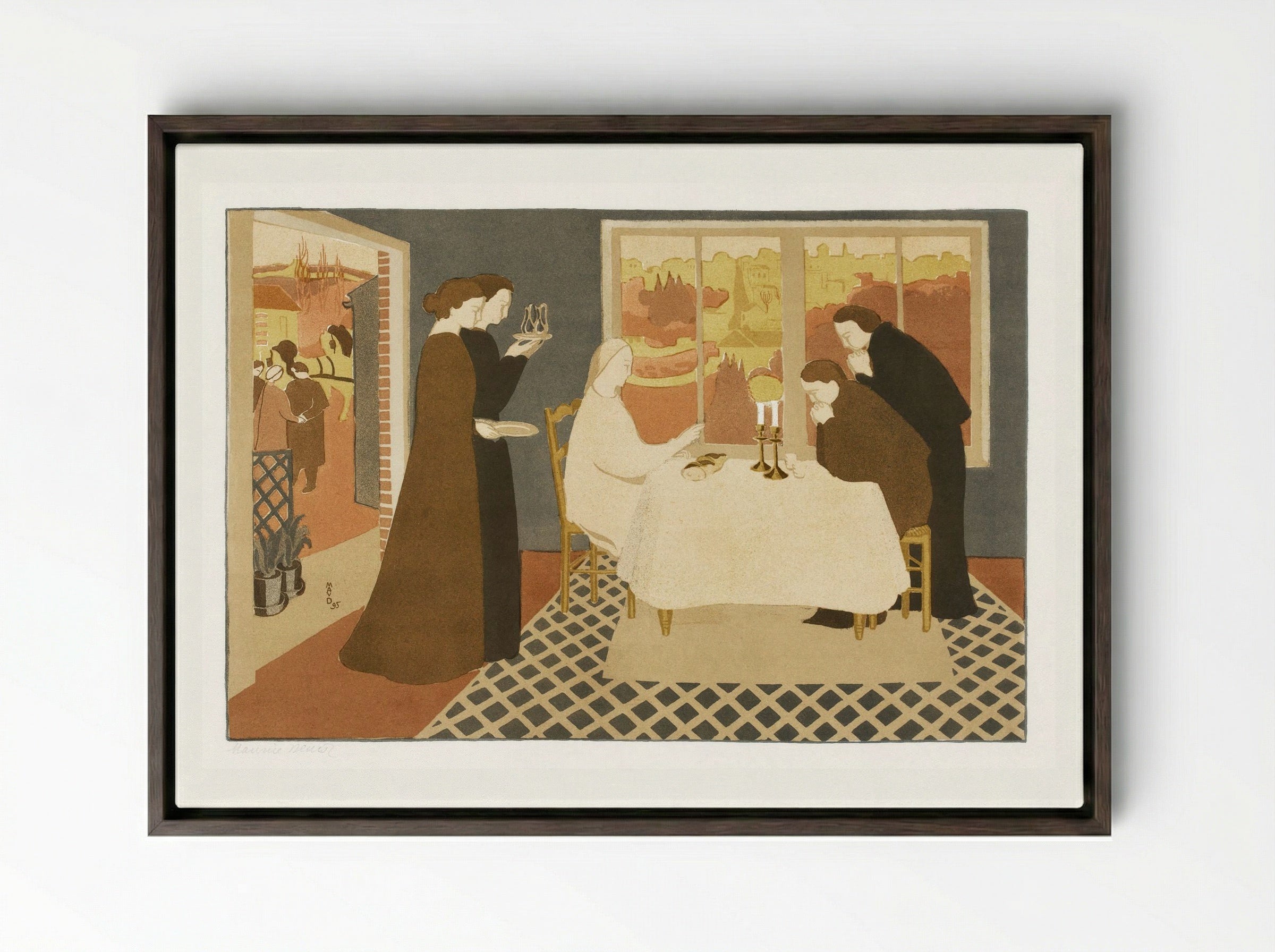 The Pilgrims of Emmaus - Maurice Denis - Framed Canvas Dark Wood