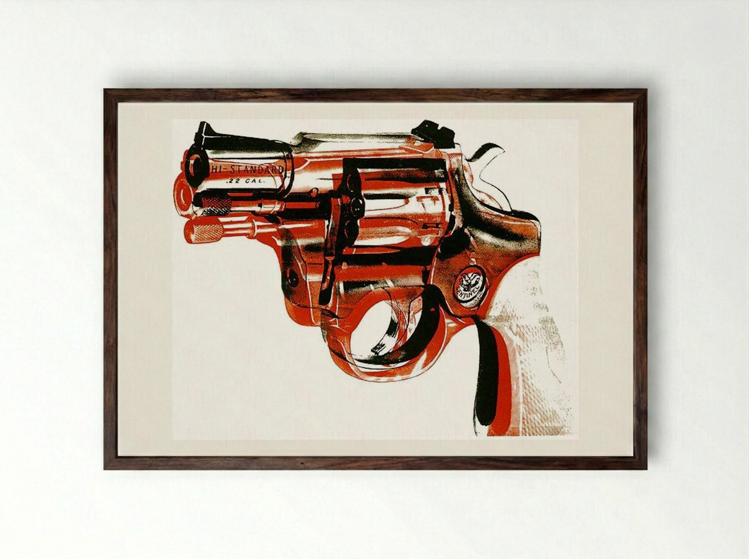Gun - Andy Warhol - Framed Print Dark Wood