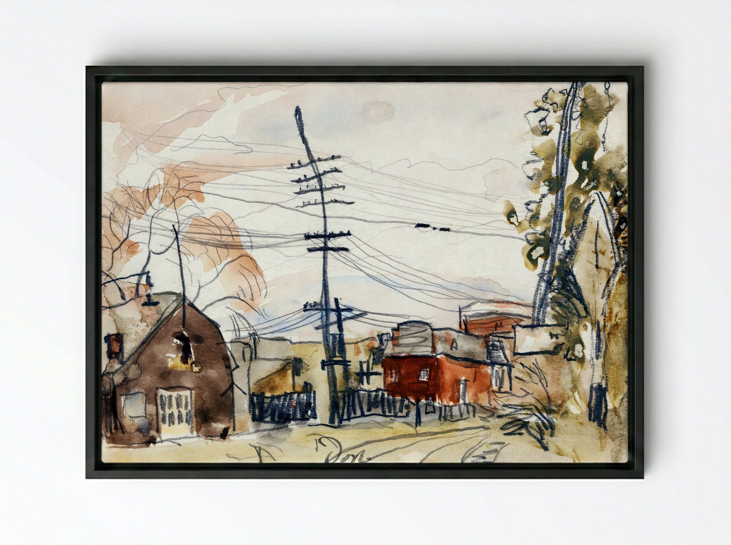 Fall Brook Railroad - Arthur Dove - Framed Canvas Black