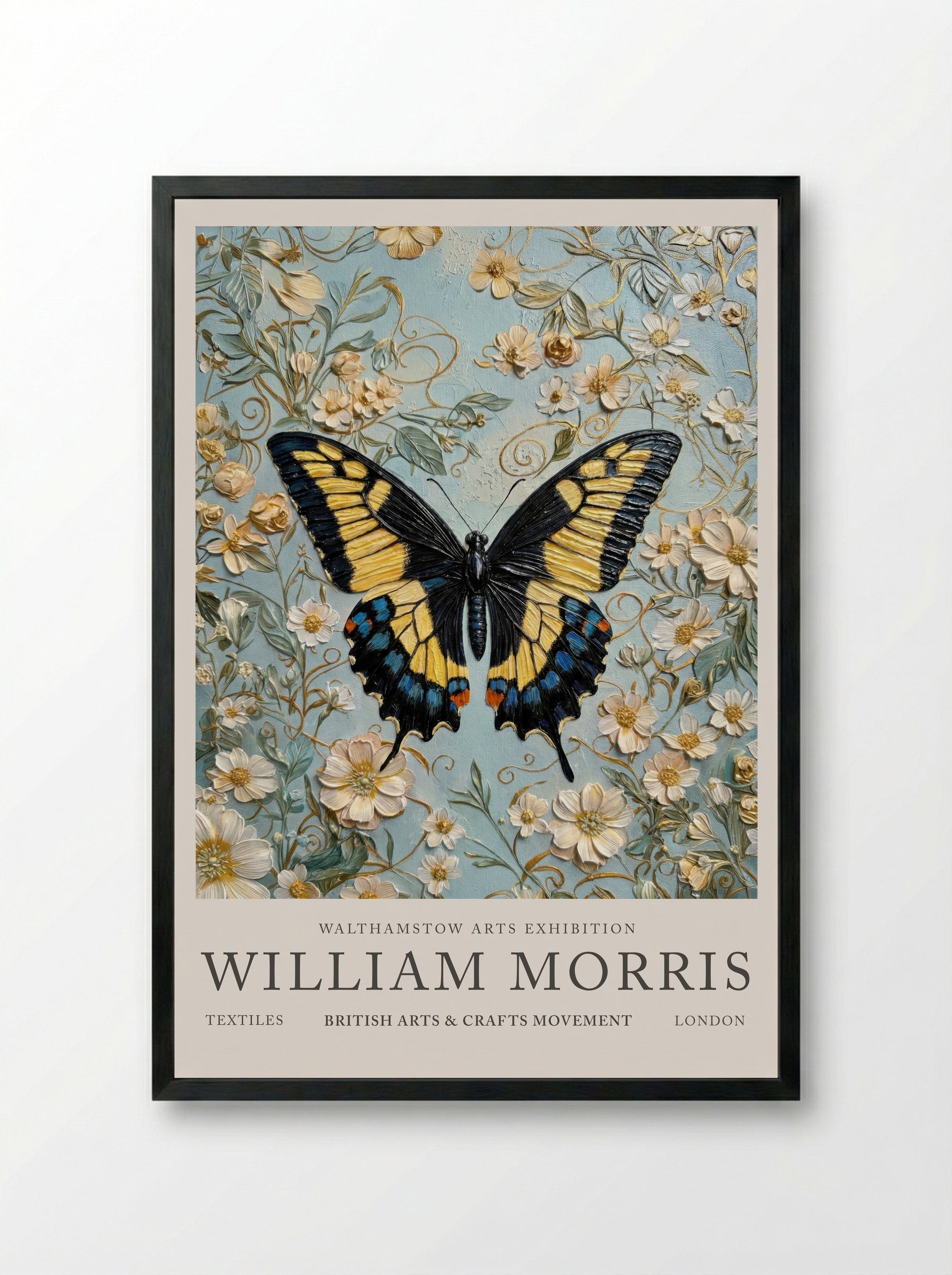 Swallowtail Butterfly - William Morris - Framed Print Black