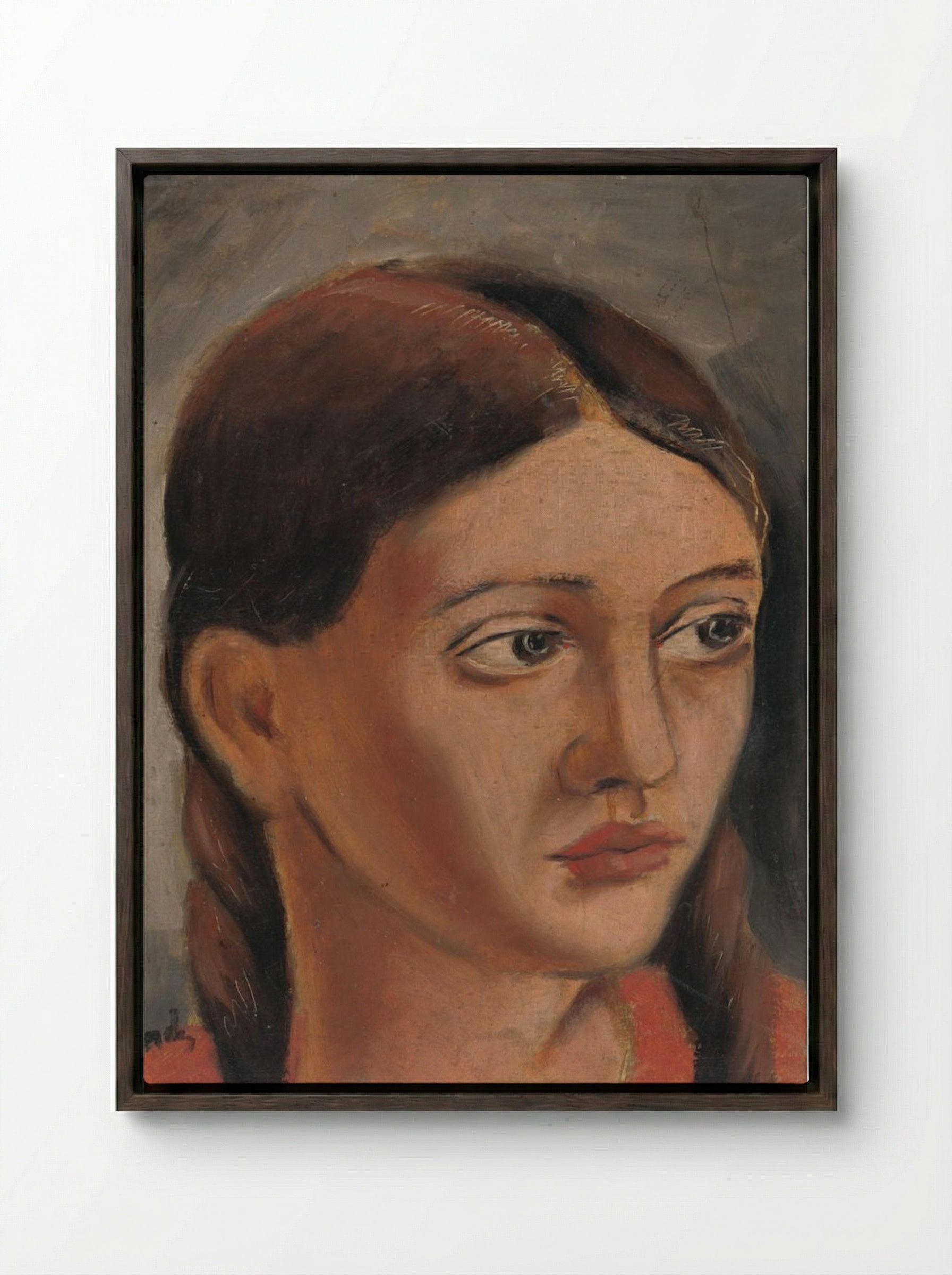 Girl's Head - Mikuláš Galanda - Framed Canvas Dark Wood