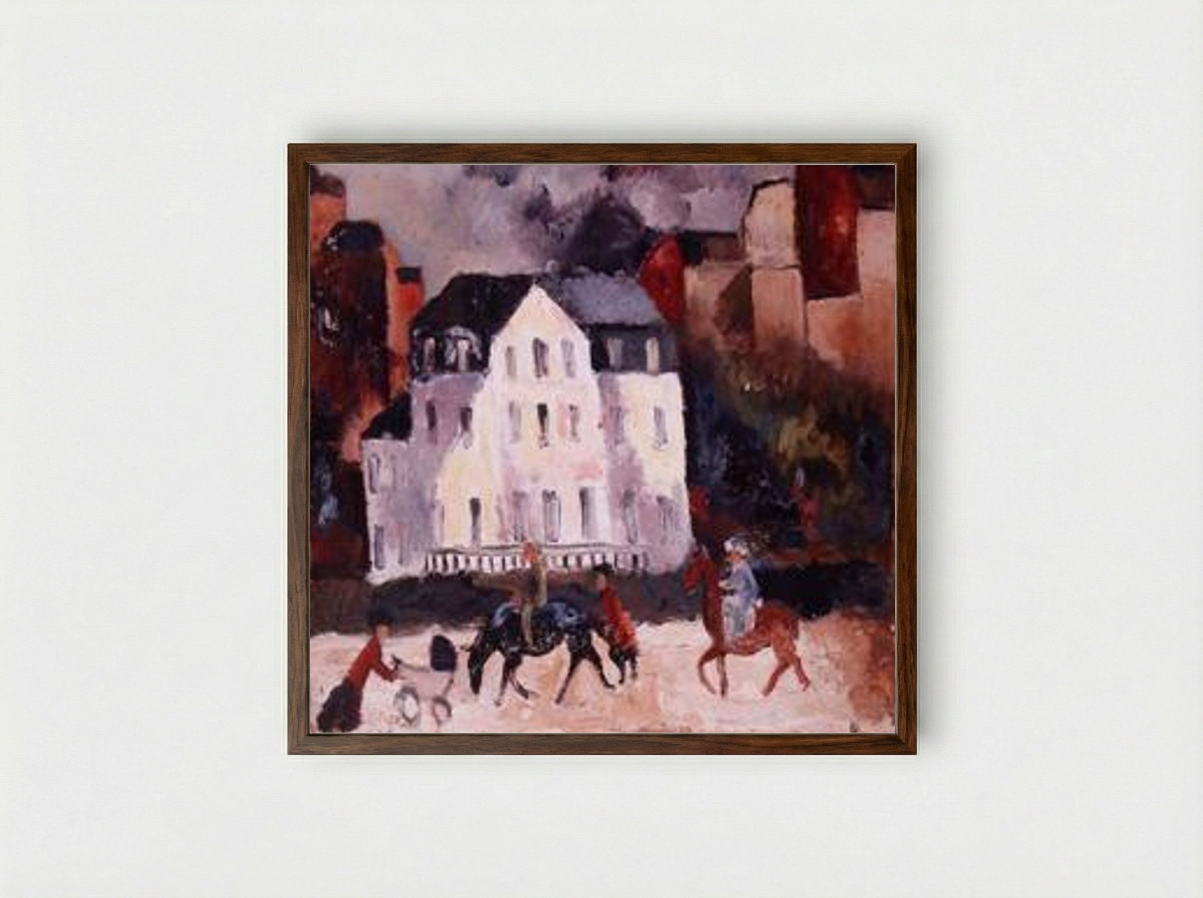 Horses in Paris - Christopher Wood - Framed Print Dark Wood