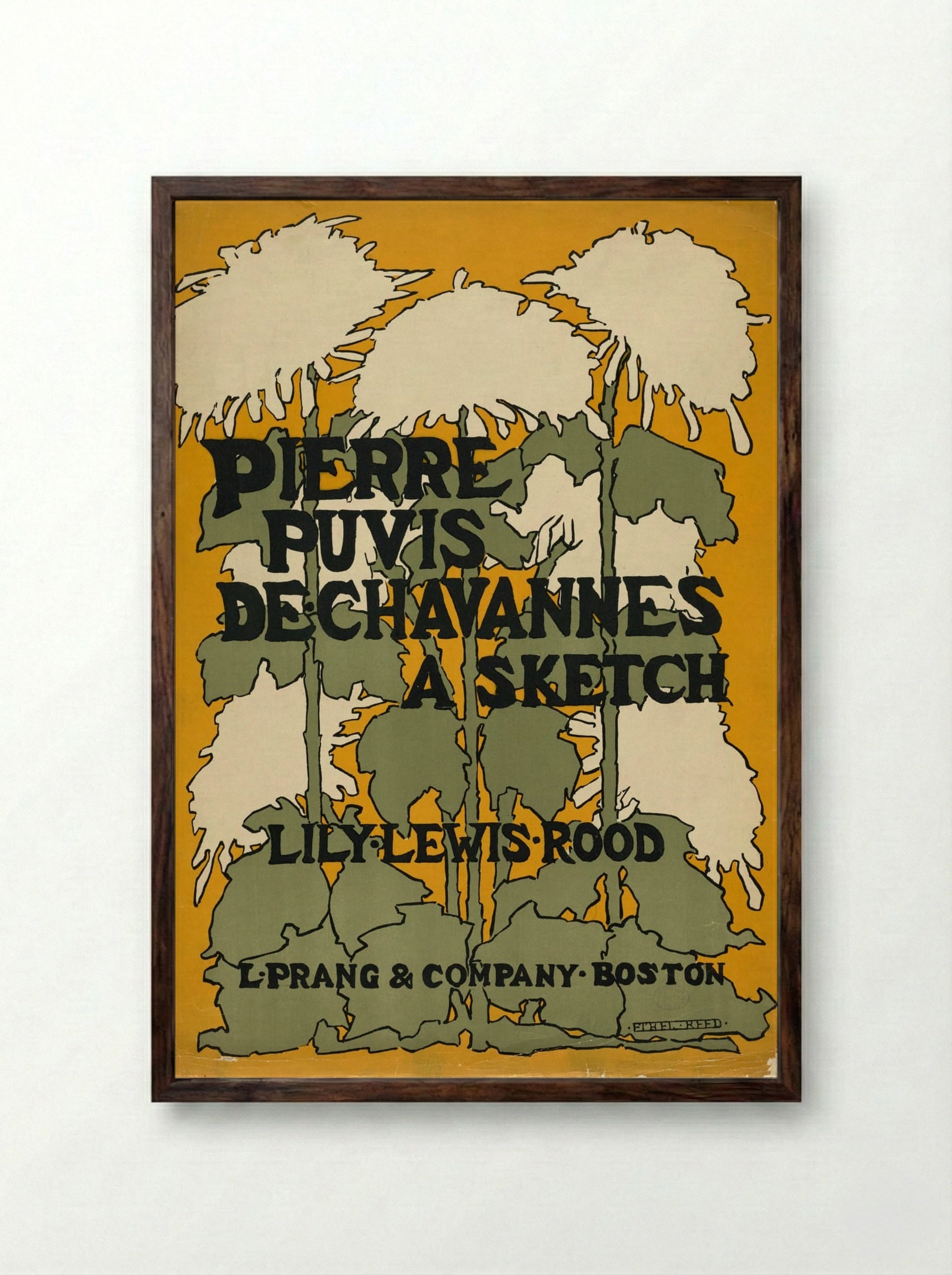 Floral Design (After Pierre Puvis de Chavannes) - Fine Art Print - Framed Print Dark Wood