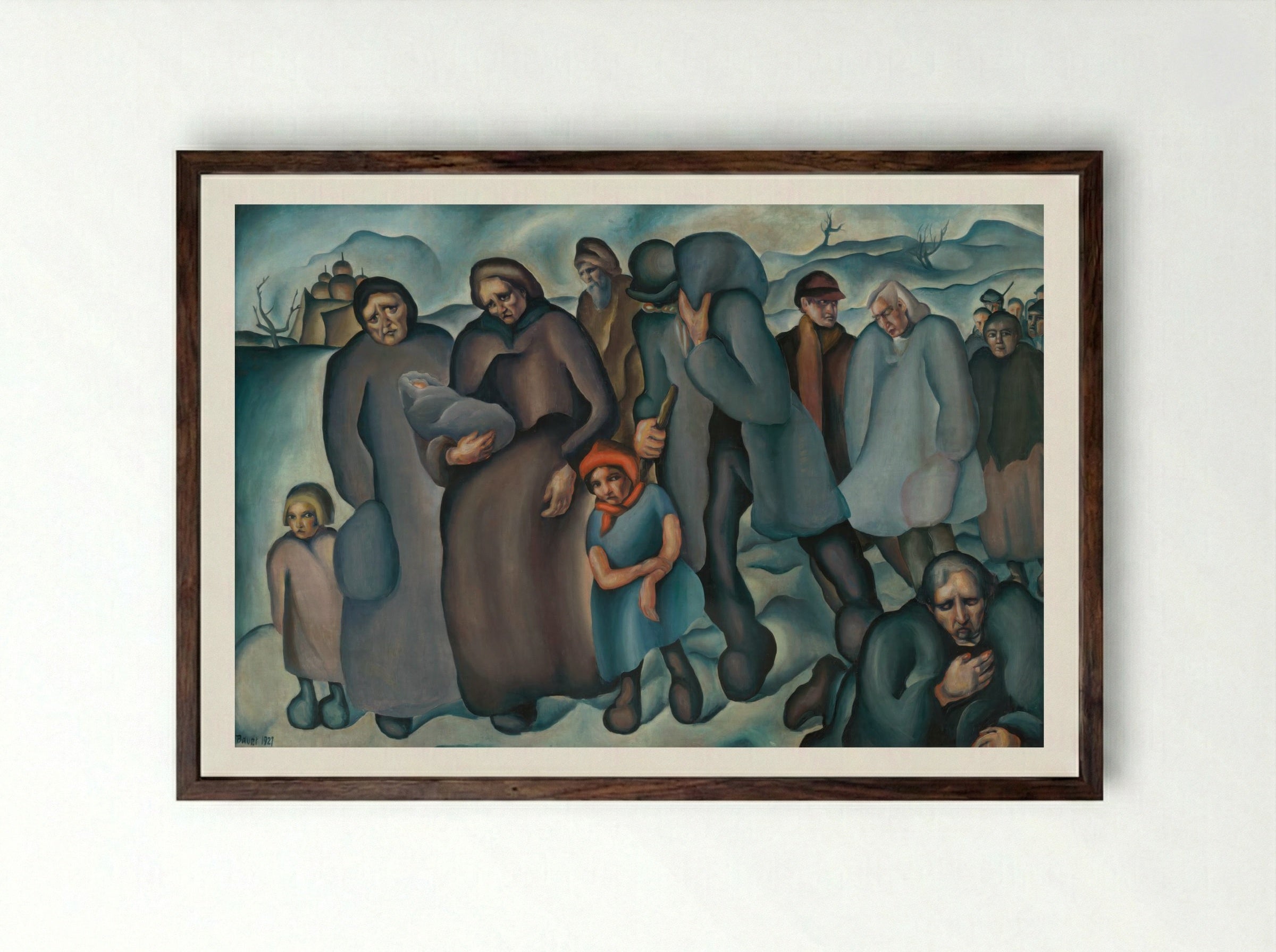 Refugees - Konstantin Bauer - Framed Print Dark Wood