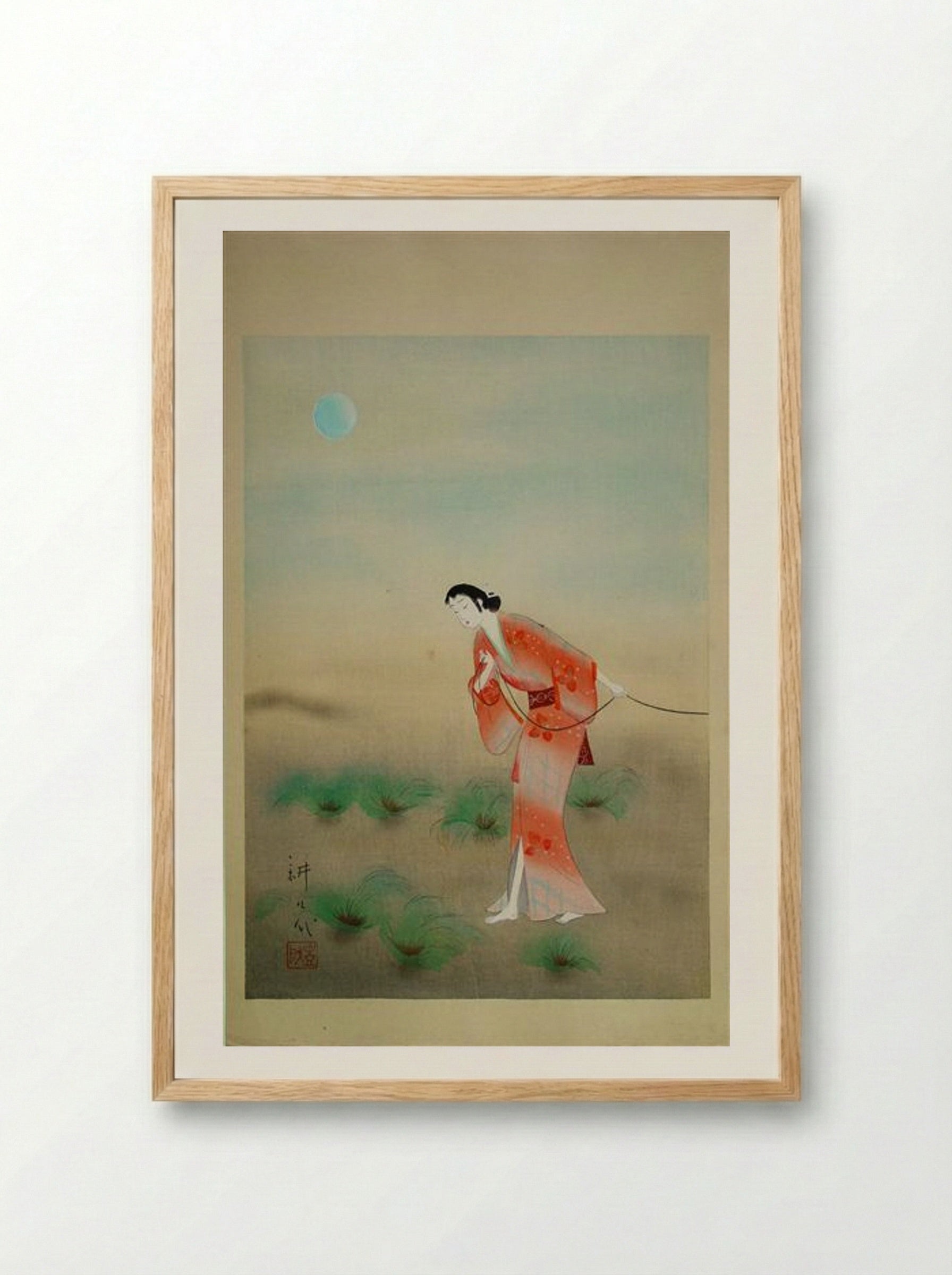 The Heroine Koman in the play Tanba Yosaku - Yamamura Toyonari - Framed Print Wood