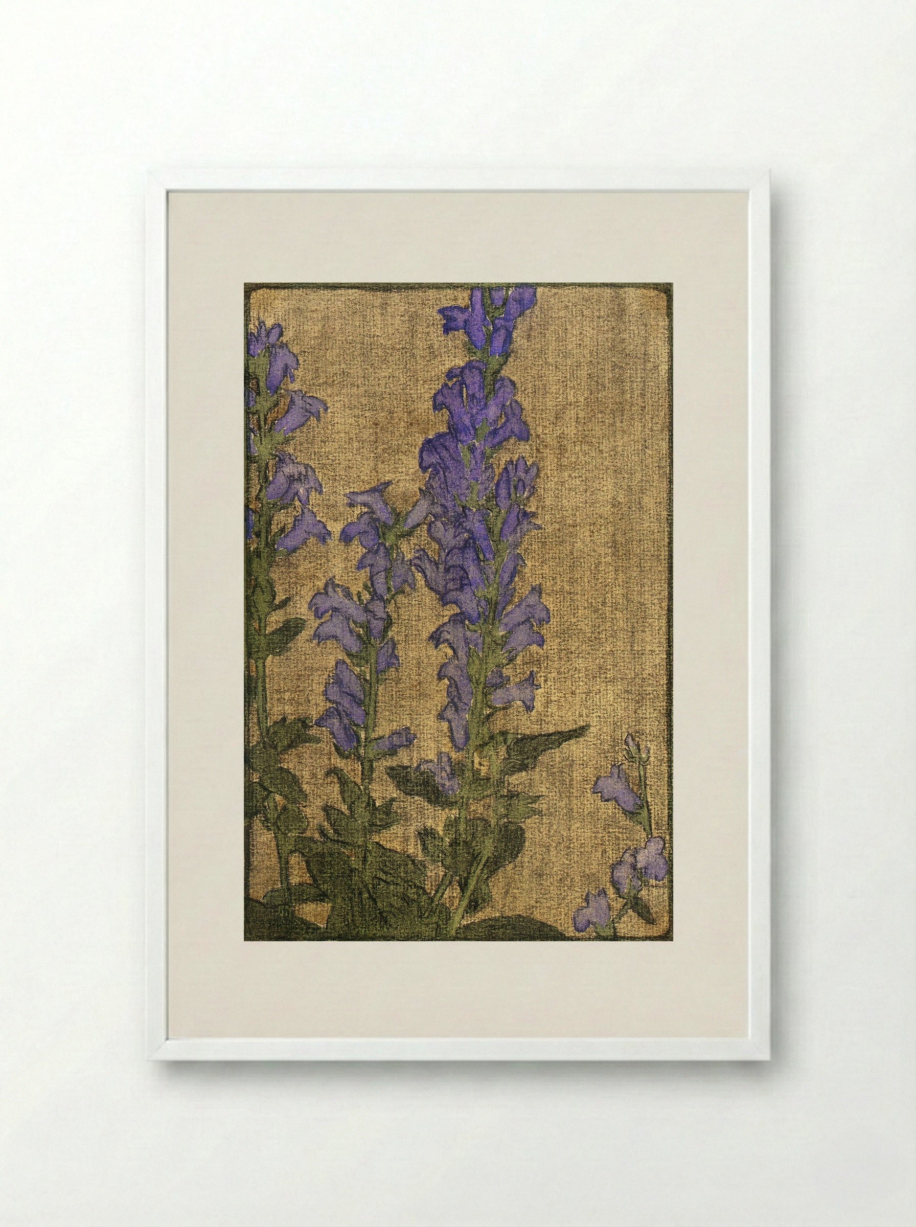 Delphinium - Hannah Borger Overbeck - Framed Print White