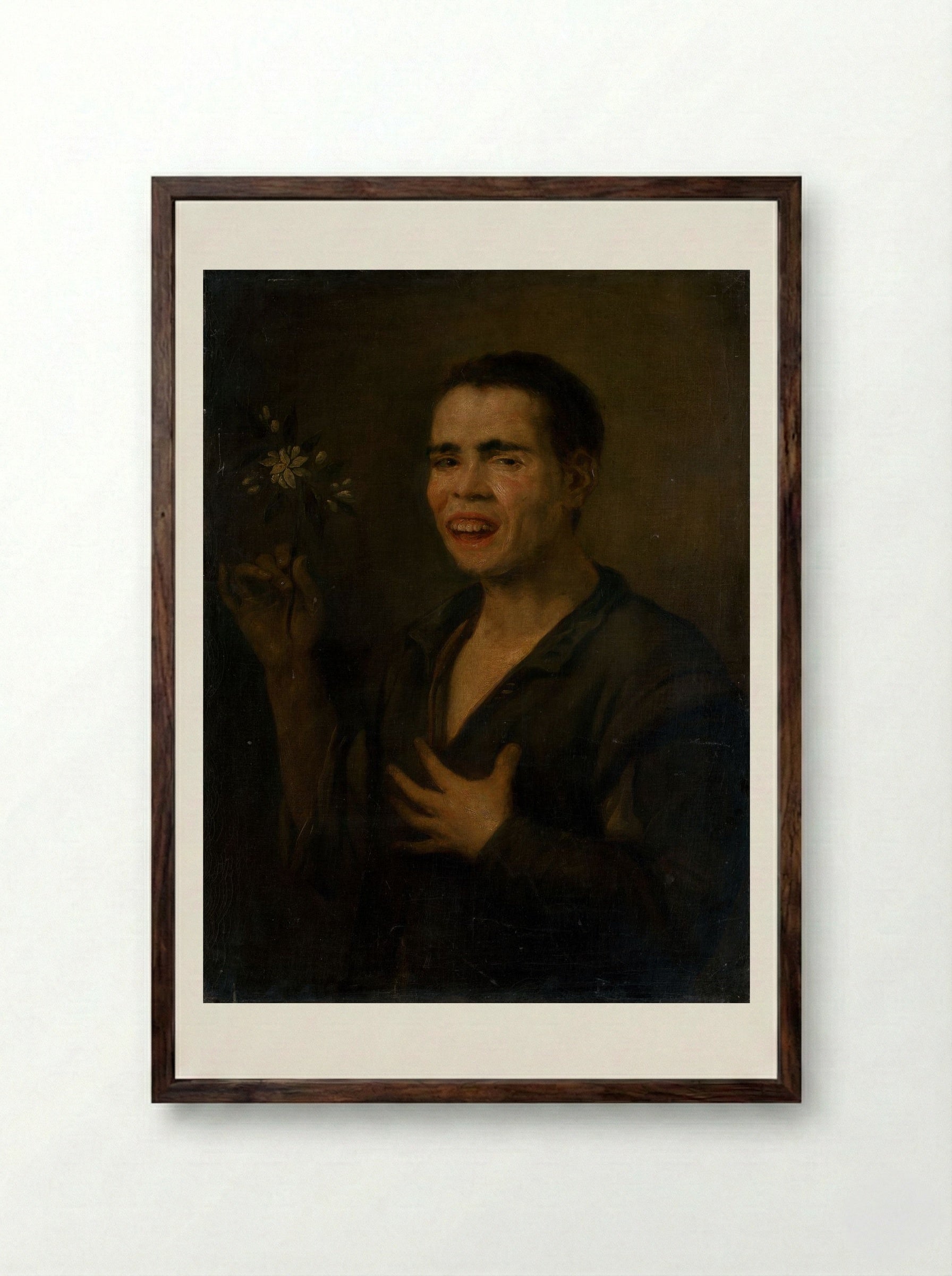 Boy with Orange Blossom - Bartolomé Esteban Murillo - Framed Print Dark Wood