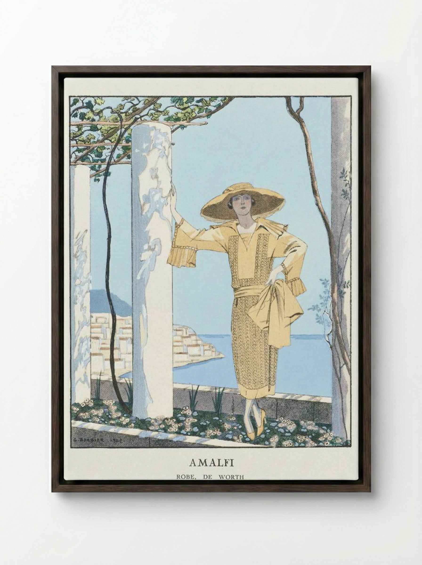 Amalfi, Robe de Worth - George Barbier - Framed Canvas Dark Wood