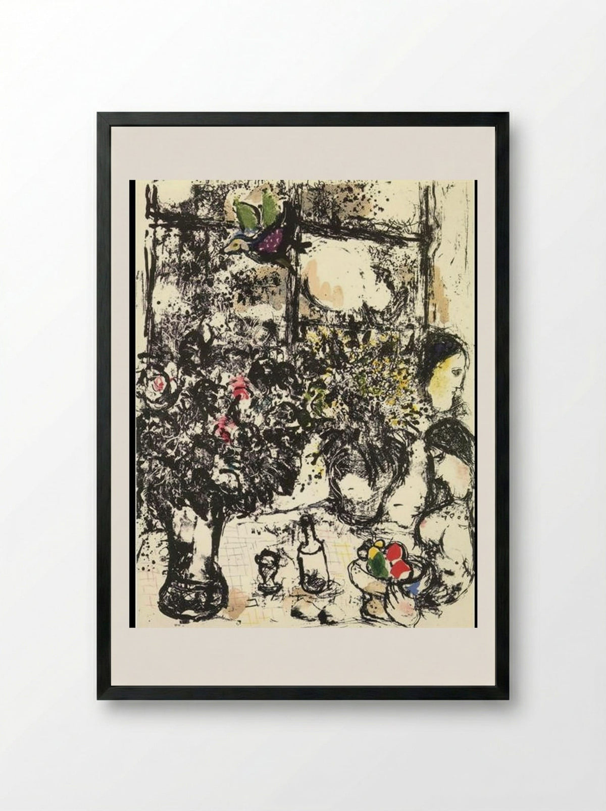 Still Life with Bouquet - Marc Chagall - Framed Print Black