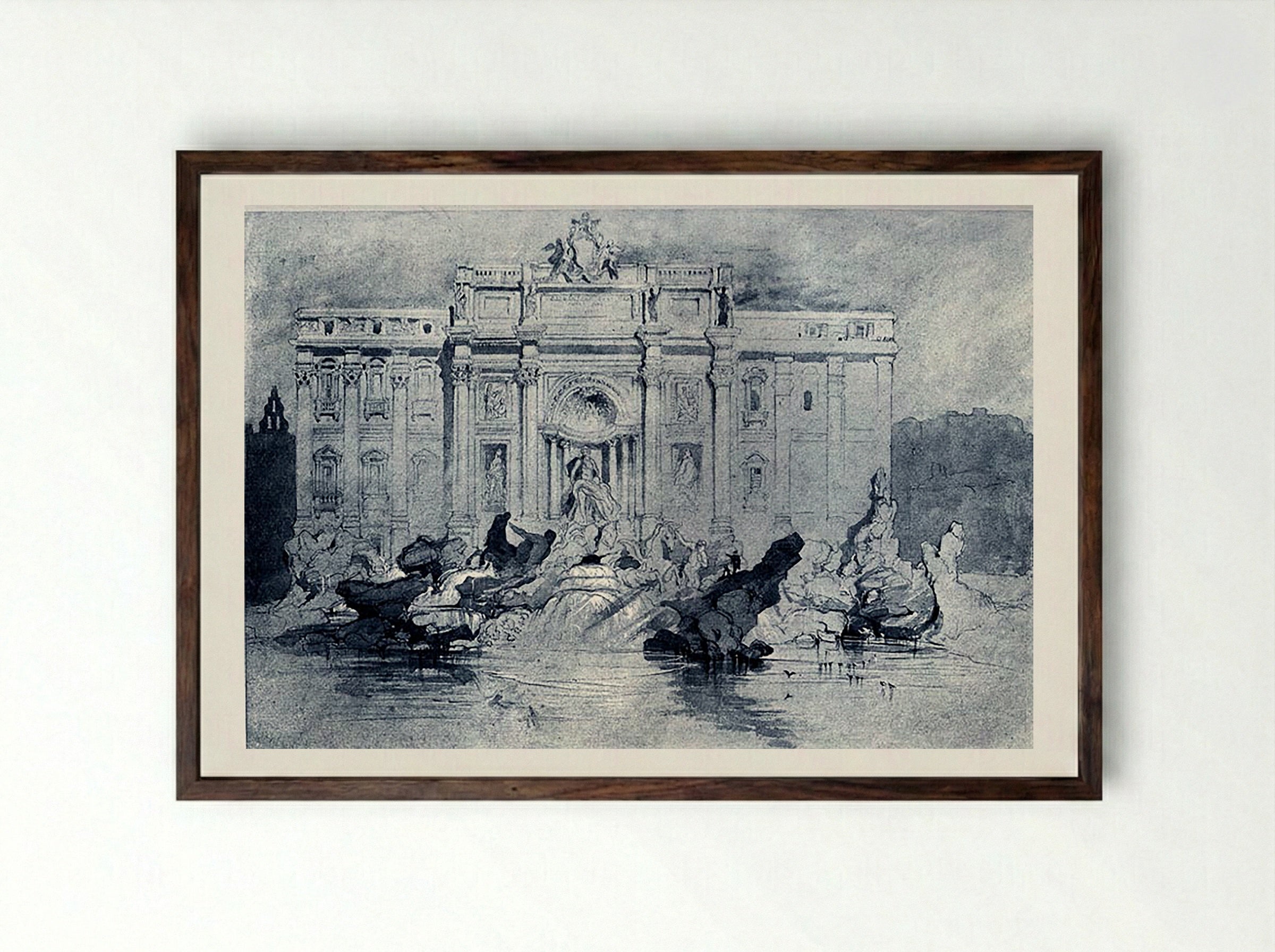 The Fountains of Trevi - John Ruskin - Framed Print Dark Wood