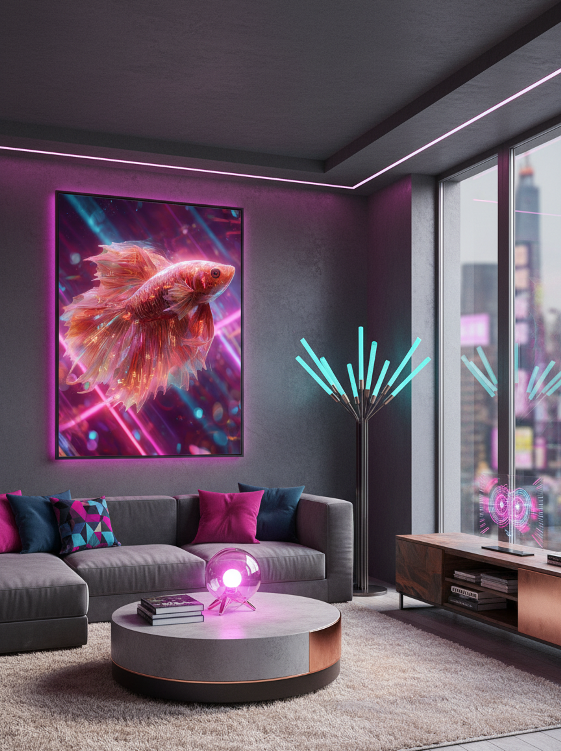 Neon Betta No.4 – Crimson Nebula - Lifestyle
