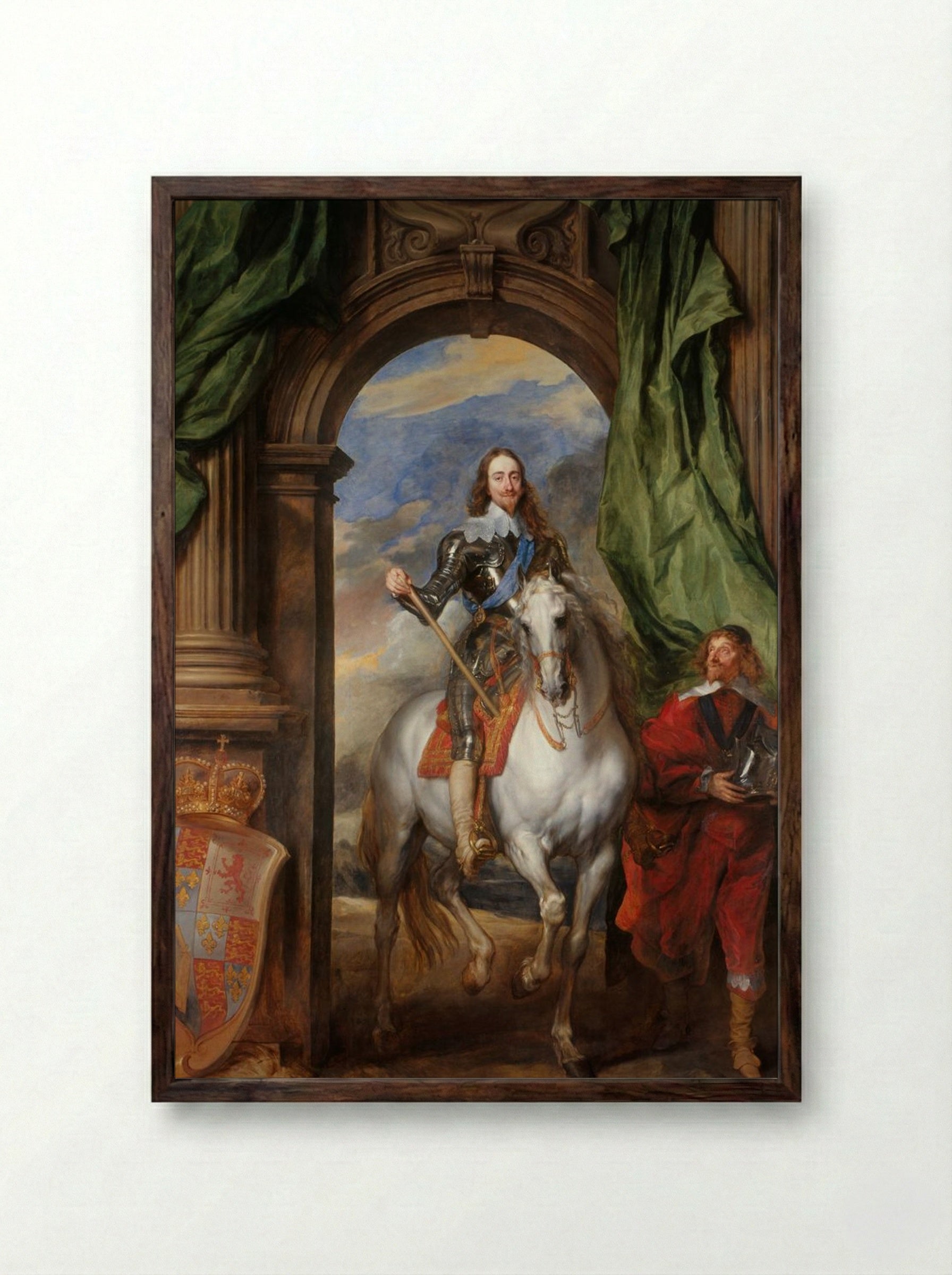 Charles I at the Hunt - Anthony van Dyck - Framed Print Dark Wood