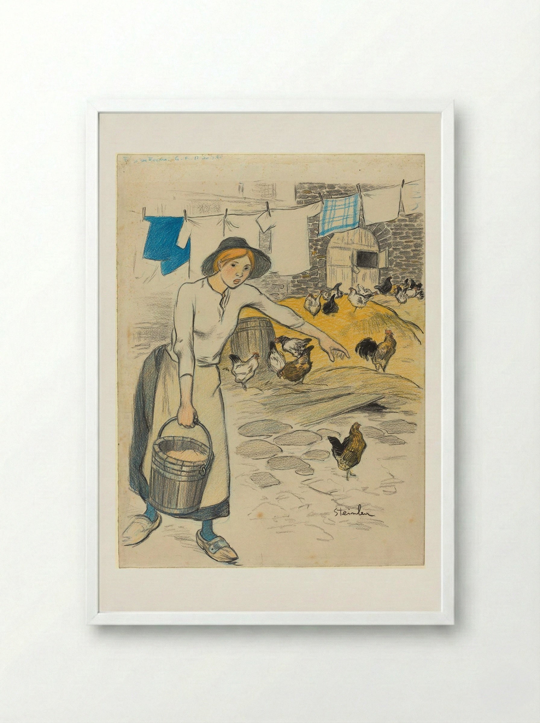 Fille de Ferme - Théophile Alexandre Steinlen - Framed Print White